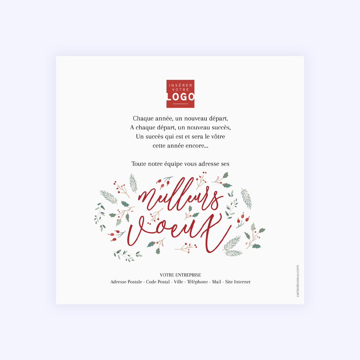 Petite Branche de Houx | Vœux professionnels • Carte de voeux • Carré photo N° 2