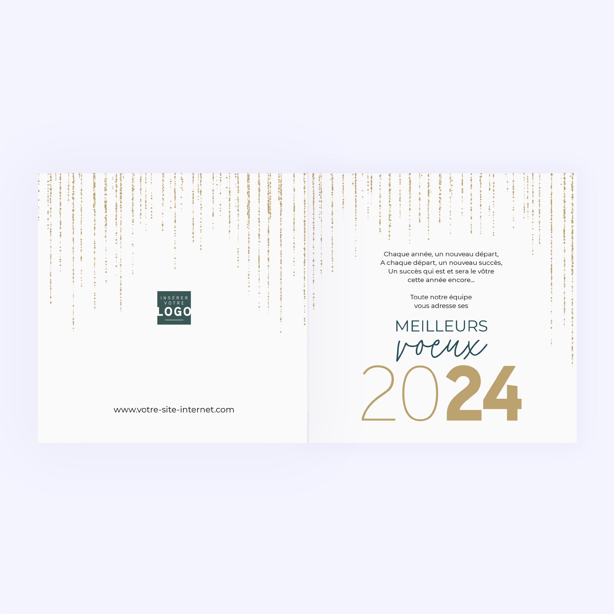 Golden Hour | Vœux professionnels • Carte de voeux dorure • Carré double photo N° 2
