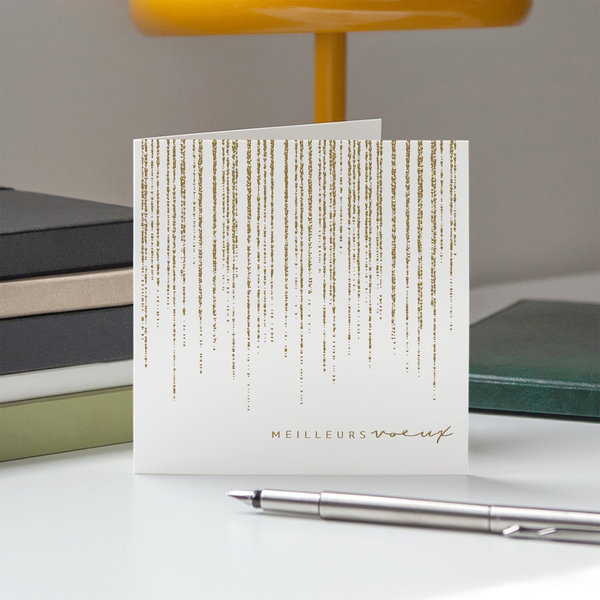 Golden Hour | Vœux professionnels • Carte de voeux dorure • Carré double photo N° 5
