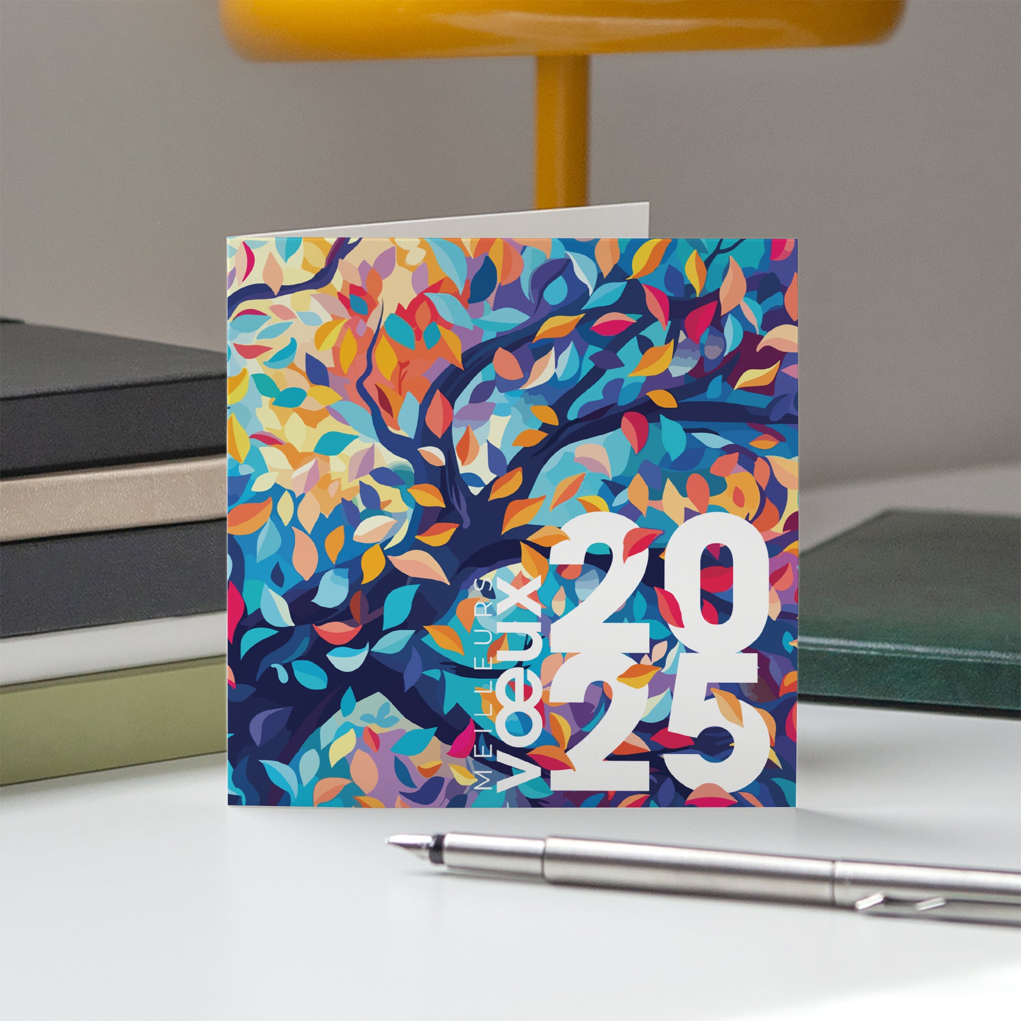 Envolée colorée | Vœux professionnels • Carte de voeux • Carré double photo N° 5