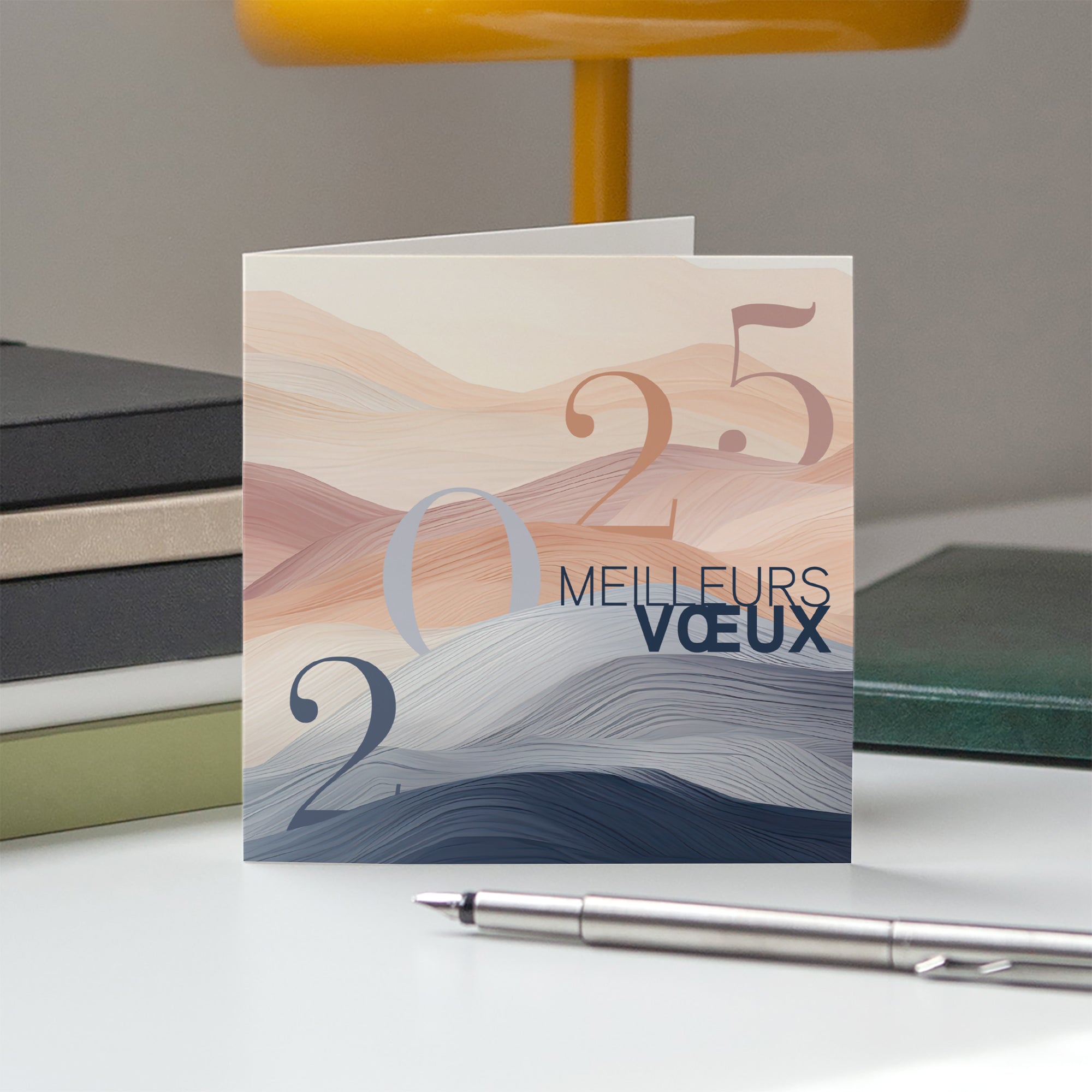 Douces vagues | Vœux professionnels • Carte de voeux • Carré double photo N° 5