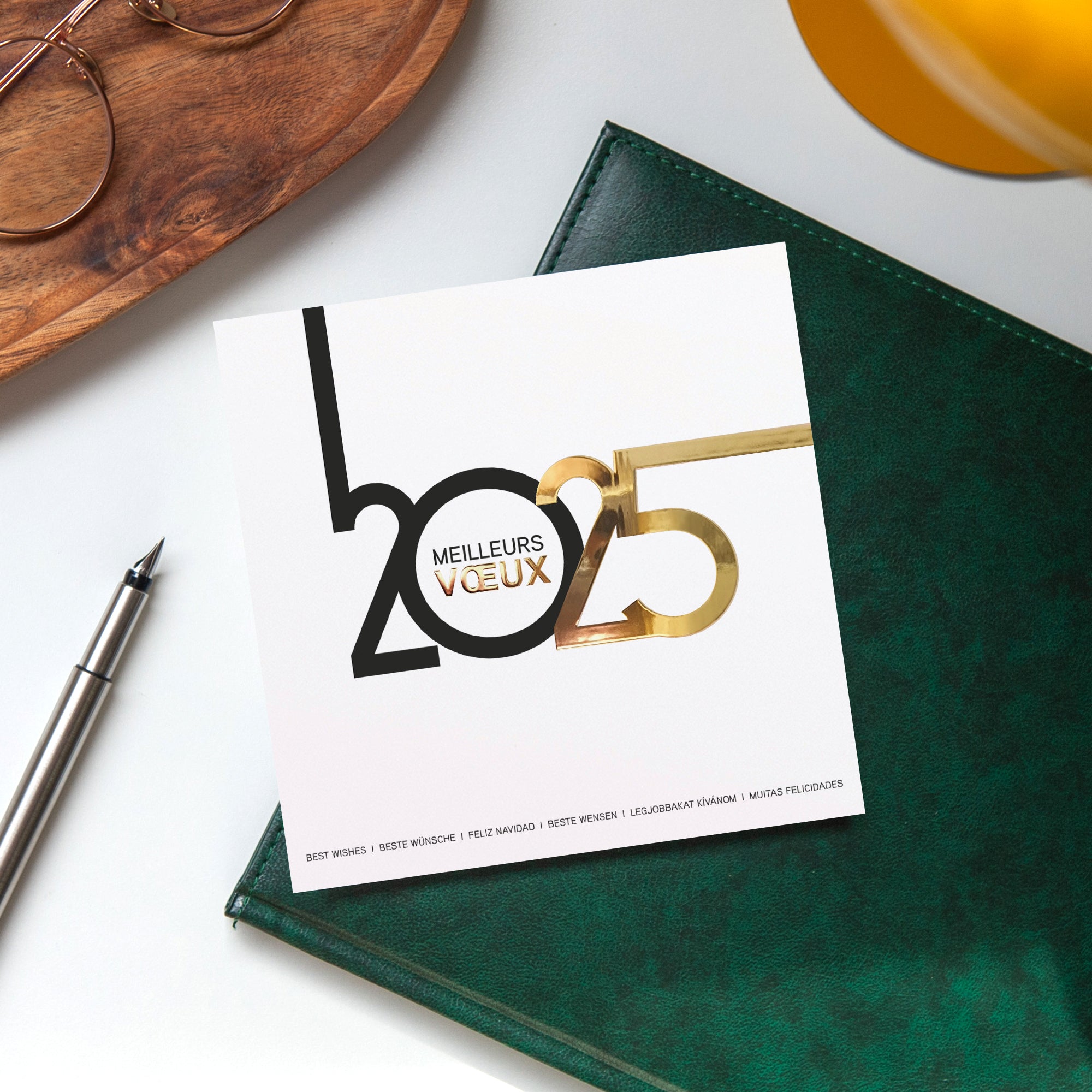 Ligne continue | Vœux professionnels • Carte de voeux dorure photo N° 4