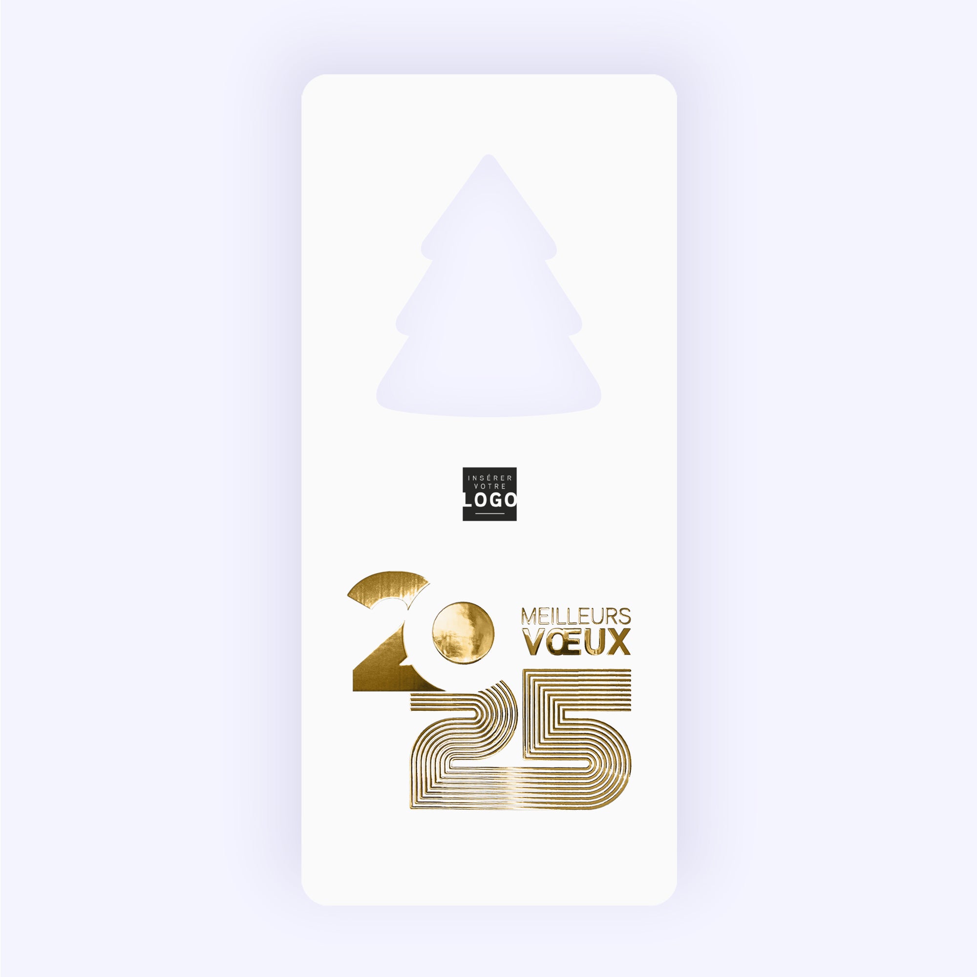 Multilignes dorées | Vœux professionnels • Carte de voeux dorure • Vertical sapin photo N° 1