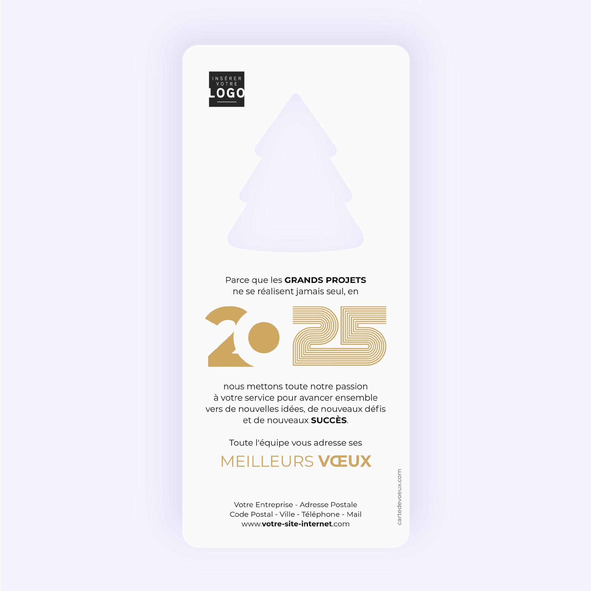 Multilignes dorées | Vœux professionnels • Carte de voeux dorure • Vertical sapin photo N° 2