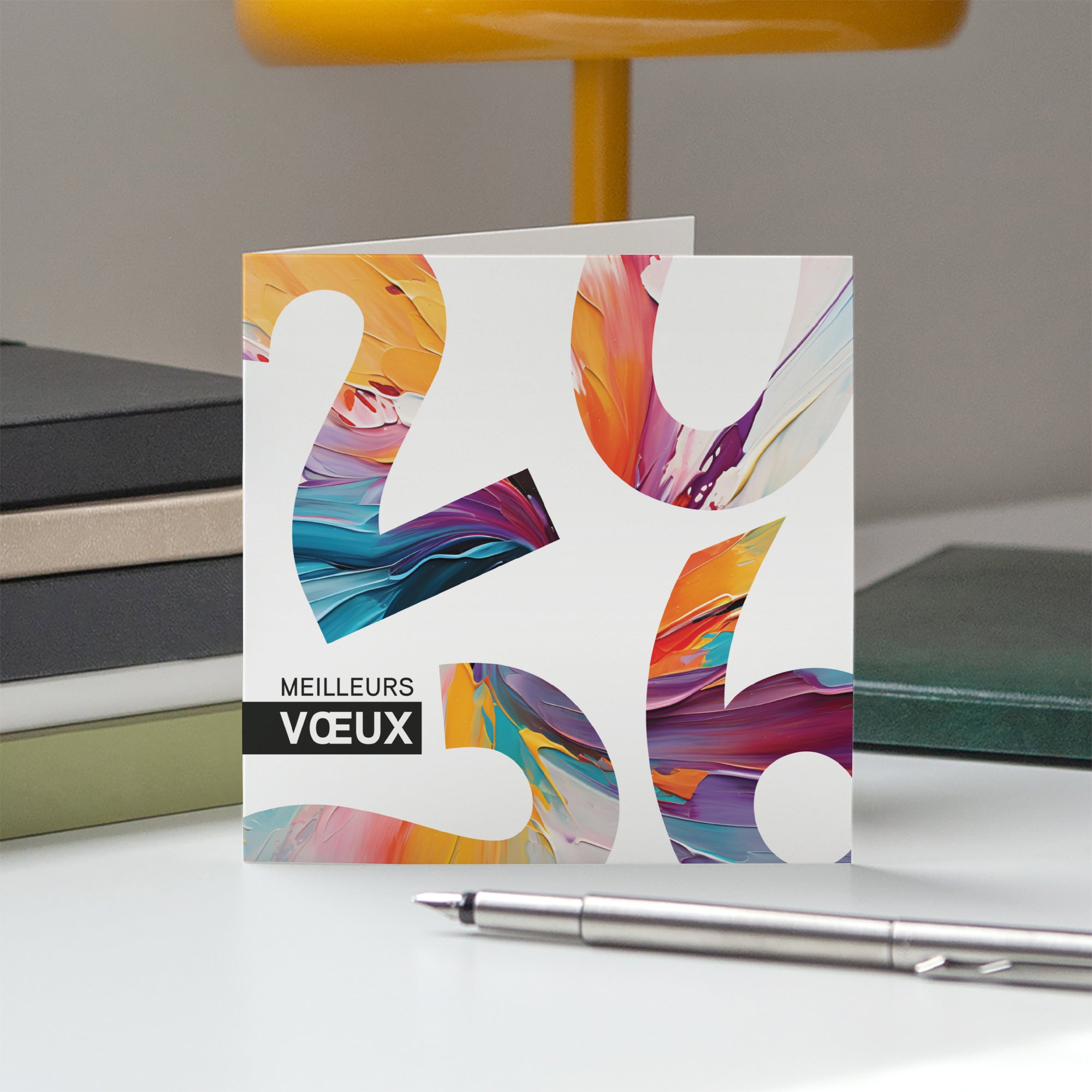 Projections colorées | Vœux professionnels • Carte de voeux • Carré double photo N° 5