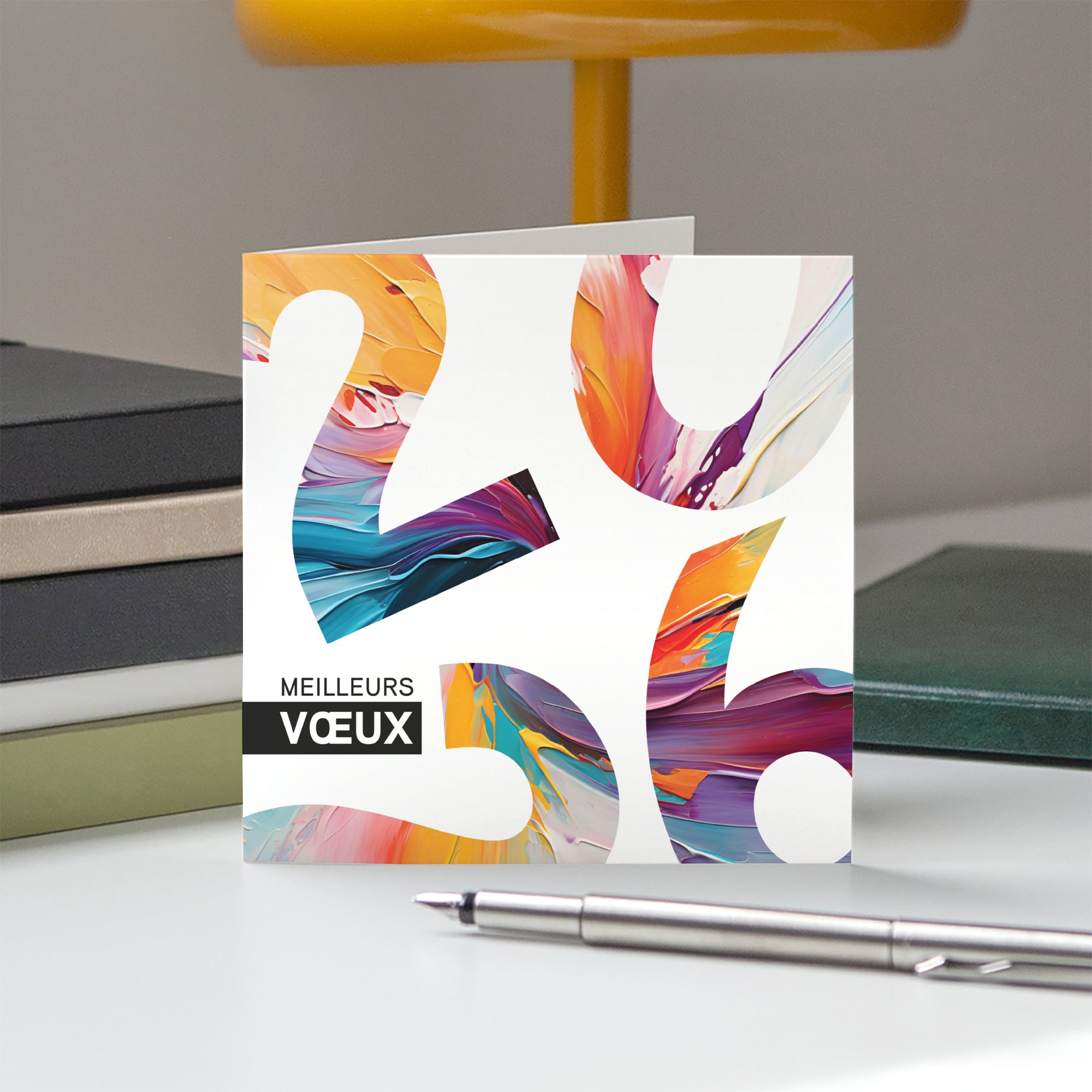 Projections colorées | Vœux professionnels • Carte de voeux • Carré double photo N° 5