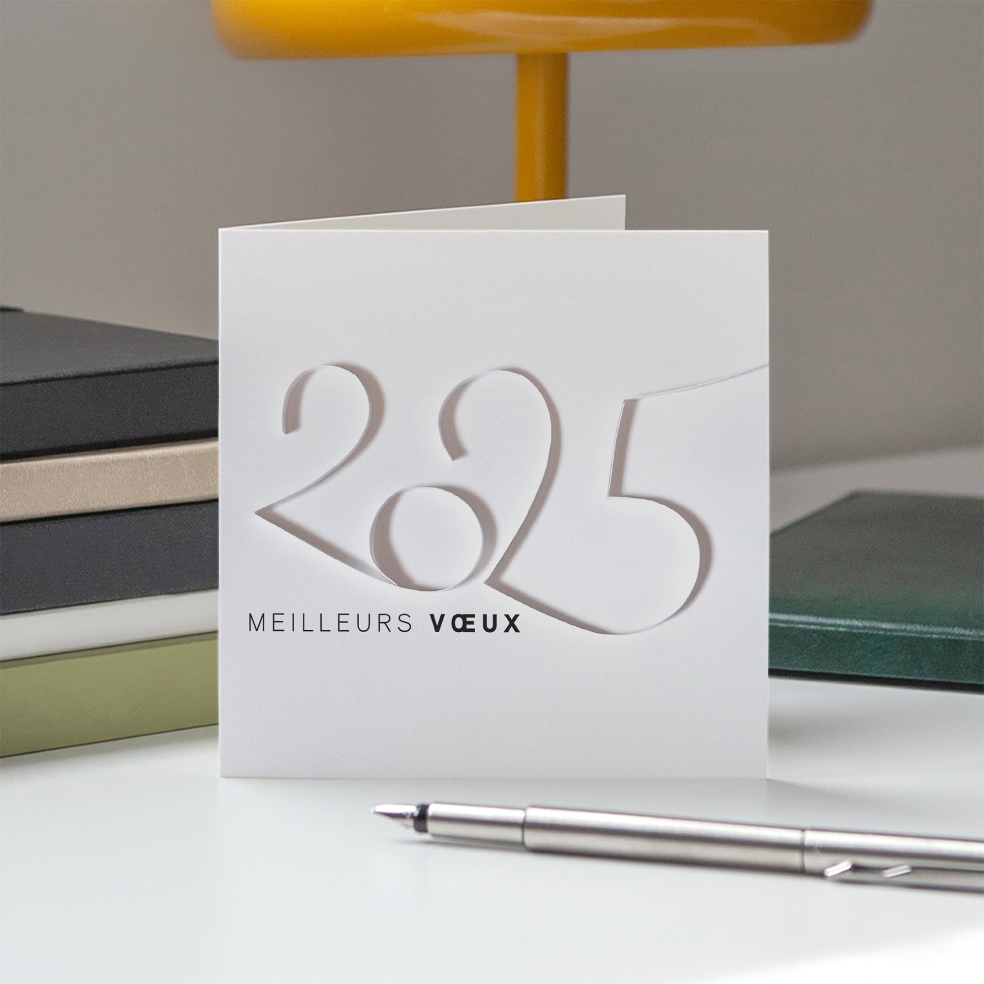 Douces courbes | Vœux professionnels • Carte de voeux • Carré double photo N° 5