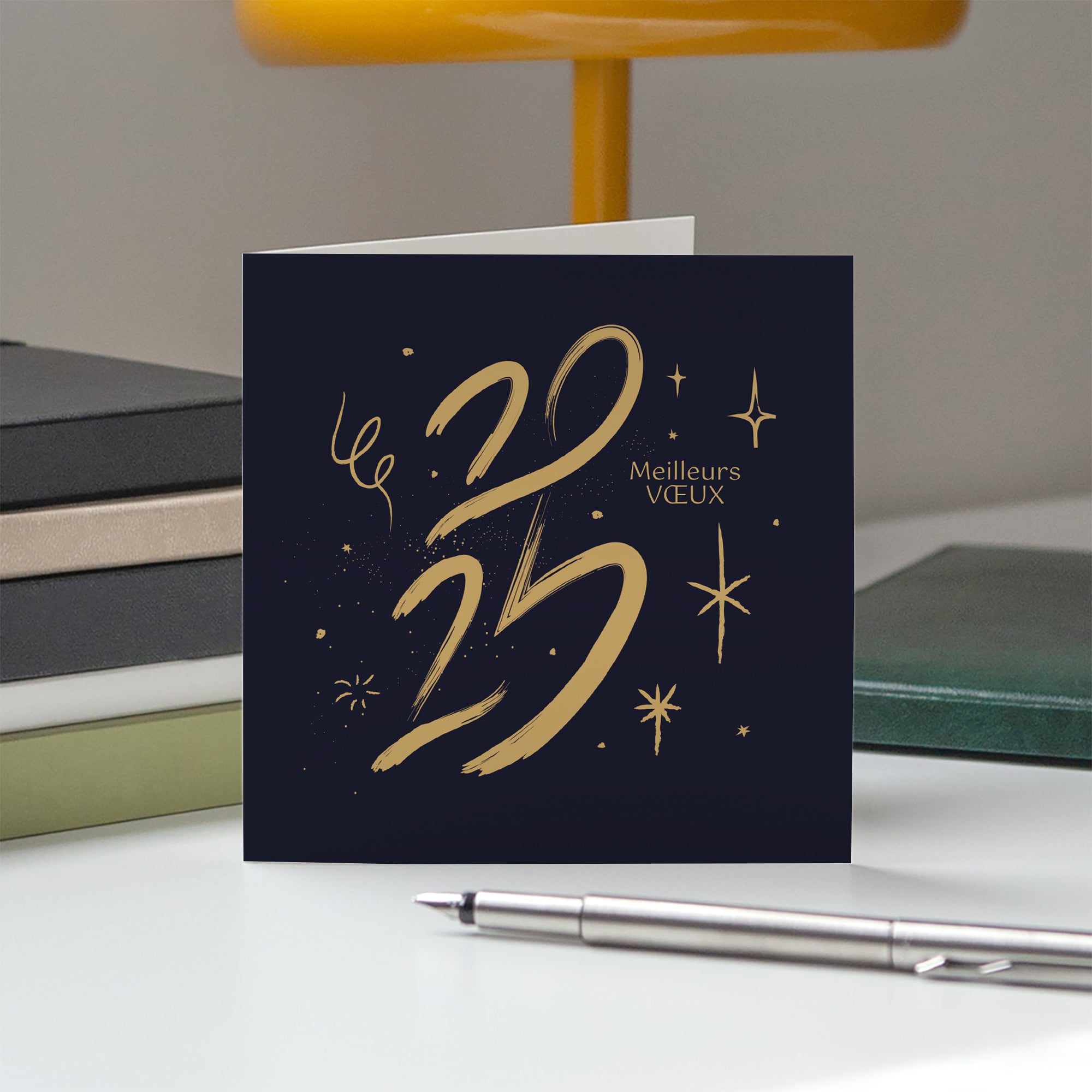 pinceau de nuit | Vœux professionnels • Carte de voeux • Carré double photo N° 5