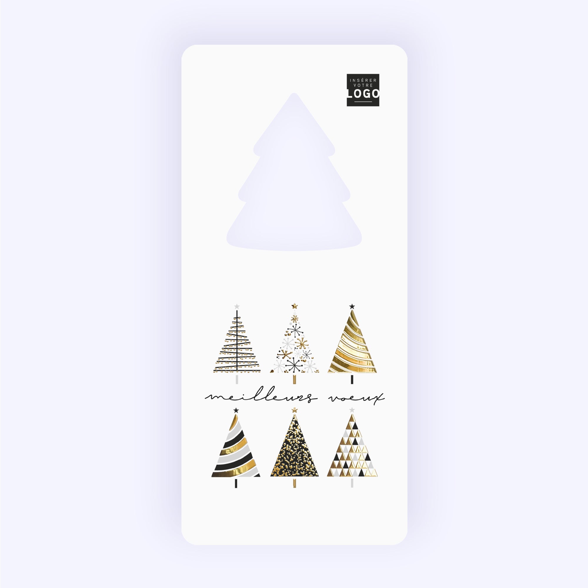 Sapins graphiques | Vœux professionnels • Carte de voeux dorure • Vertical sapin photo N° 1