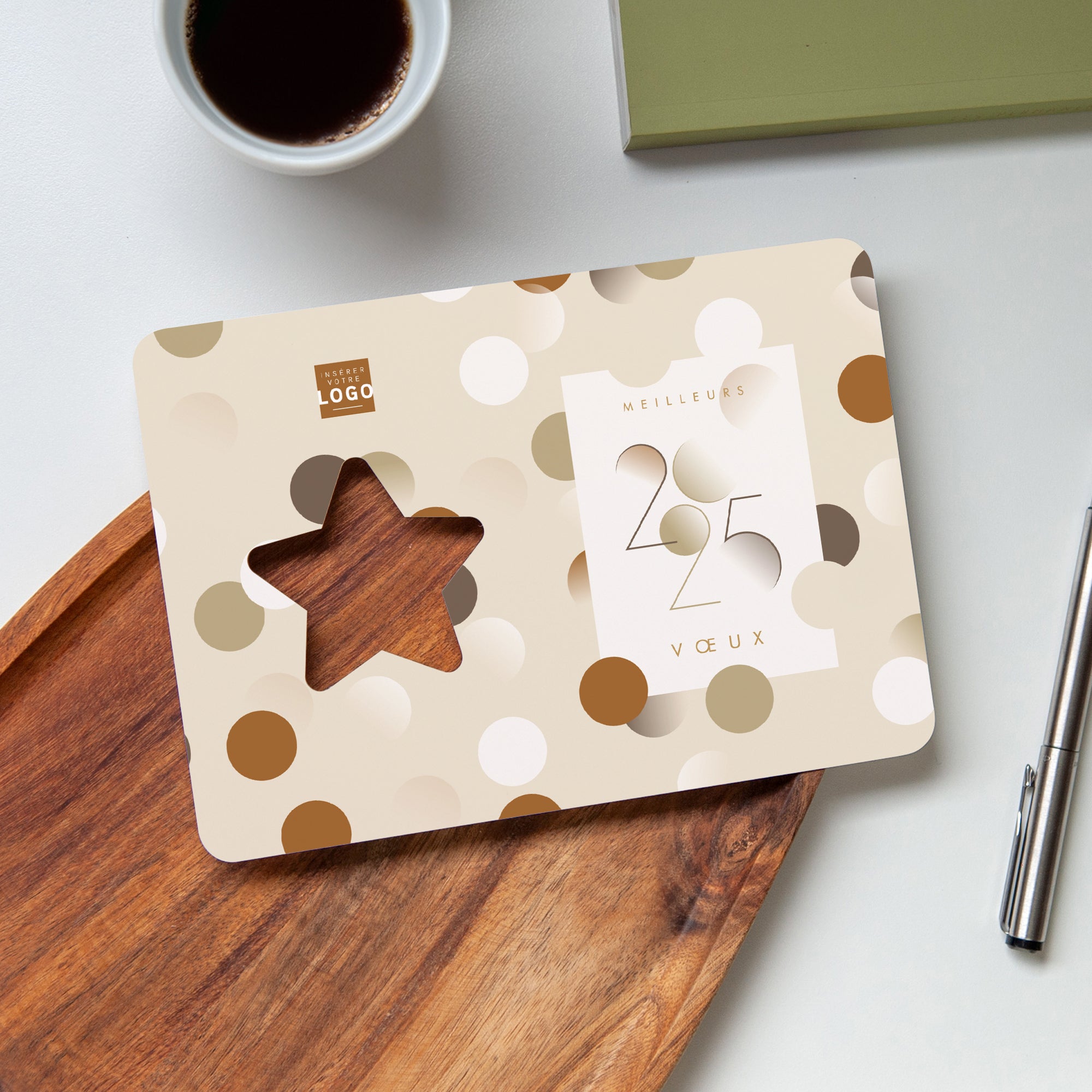 Brown confetti | Vœux professionnels • Carte de voeux • Horizontal étoile photo N° 4