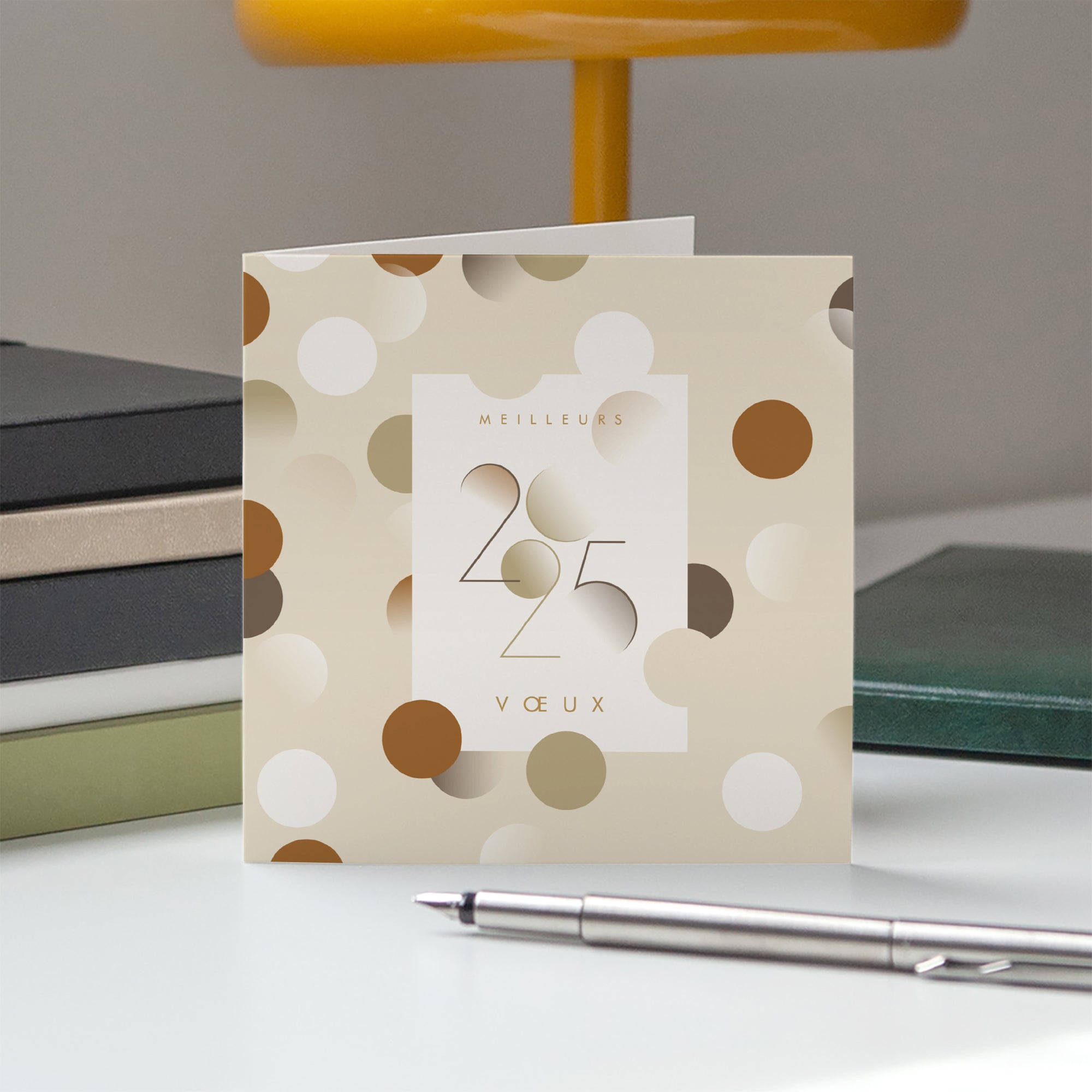 Brown confetti | Vœux professionnels • Carte de voeux • Carré double photo N° 5