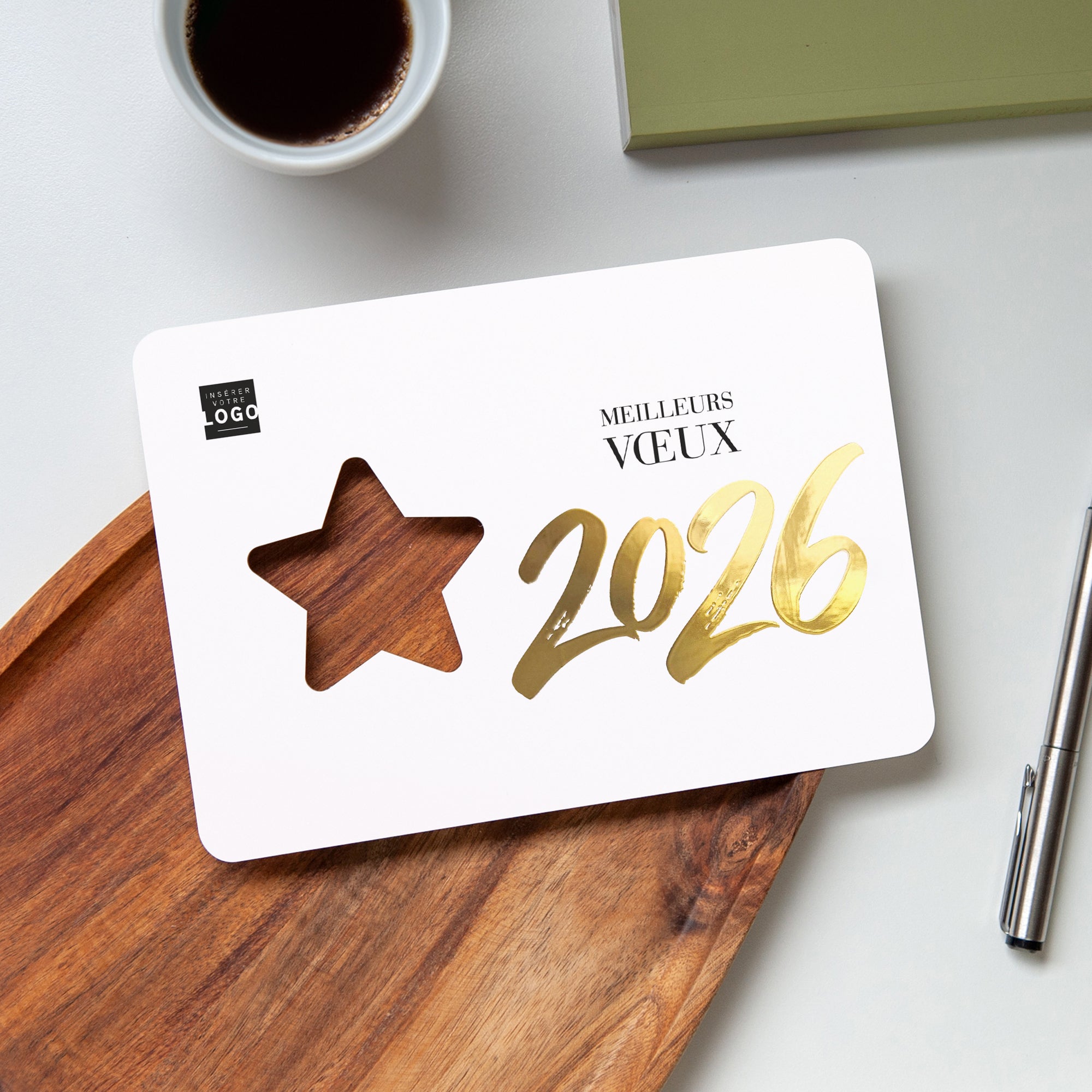 Brush élégant | Vœux professionnels • Carte de voeux dorure • Horizontal étoile photo N° 4