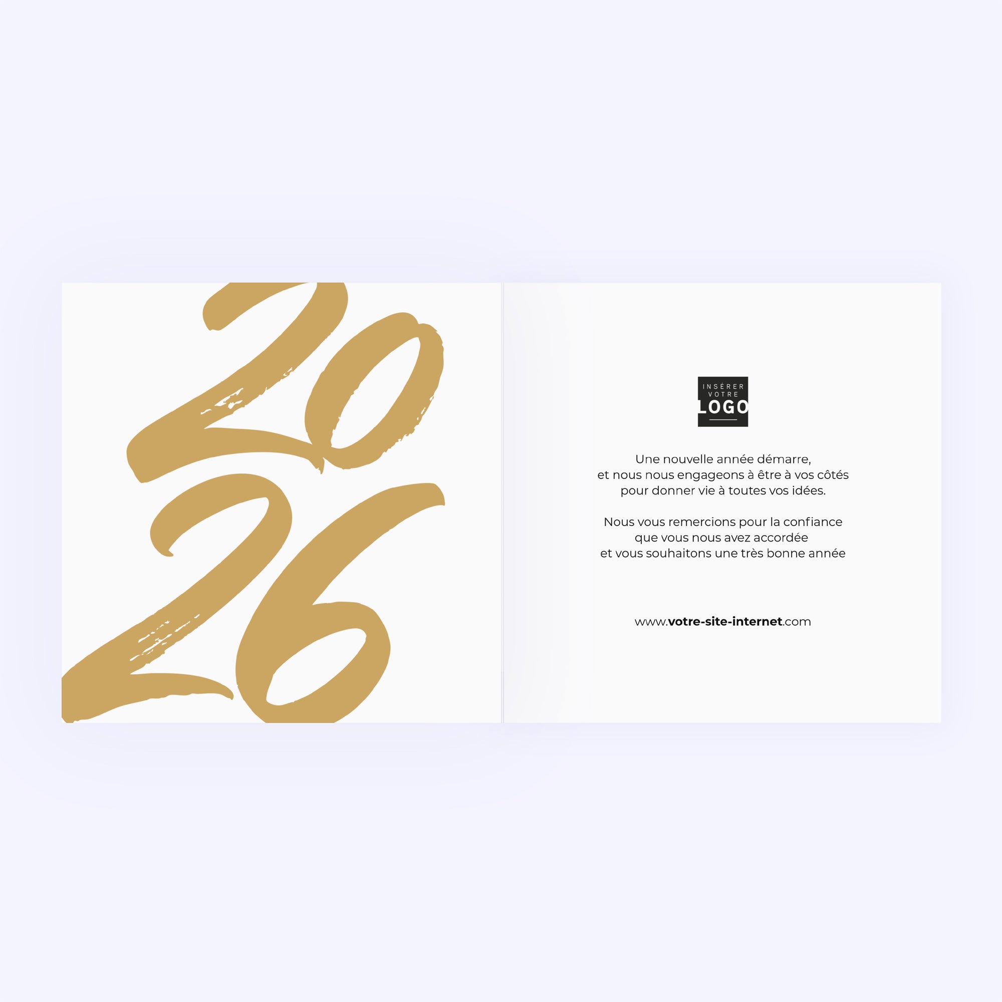 Brush élégant | Vœux professionnels • Carte de voeux dorure • Carré double photo N° 2
