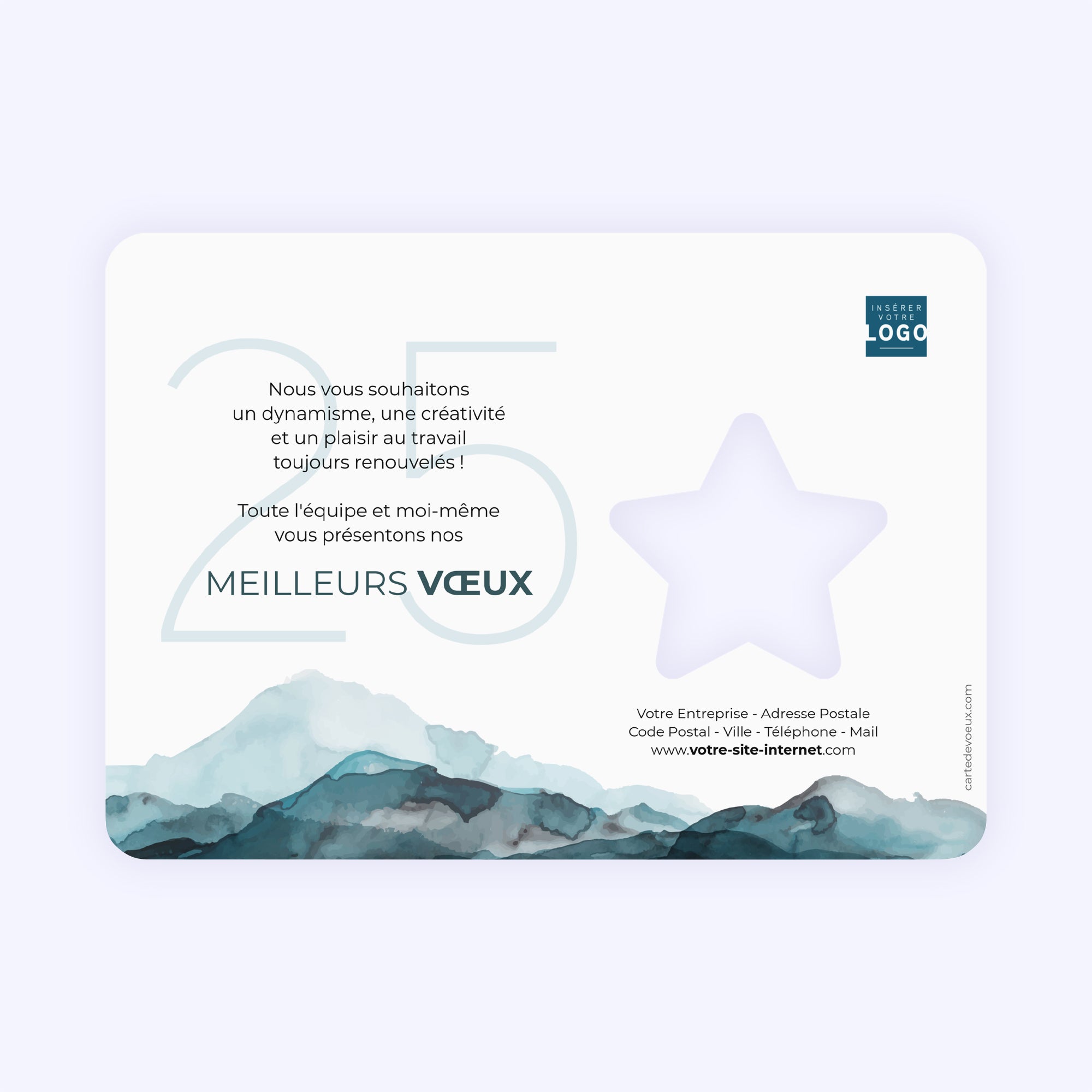 Aquarelle azur | Vœux professionnels • Carte de voeux • Horizontal étoile photo N° 2