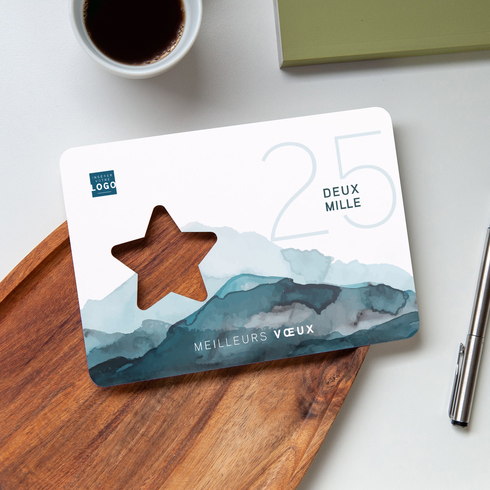 Aquarelle azur | Vœux professionnels • Carte de voeux • Horizontal étoile photo N° 4