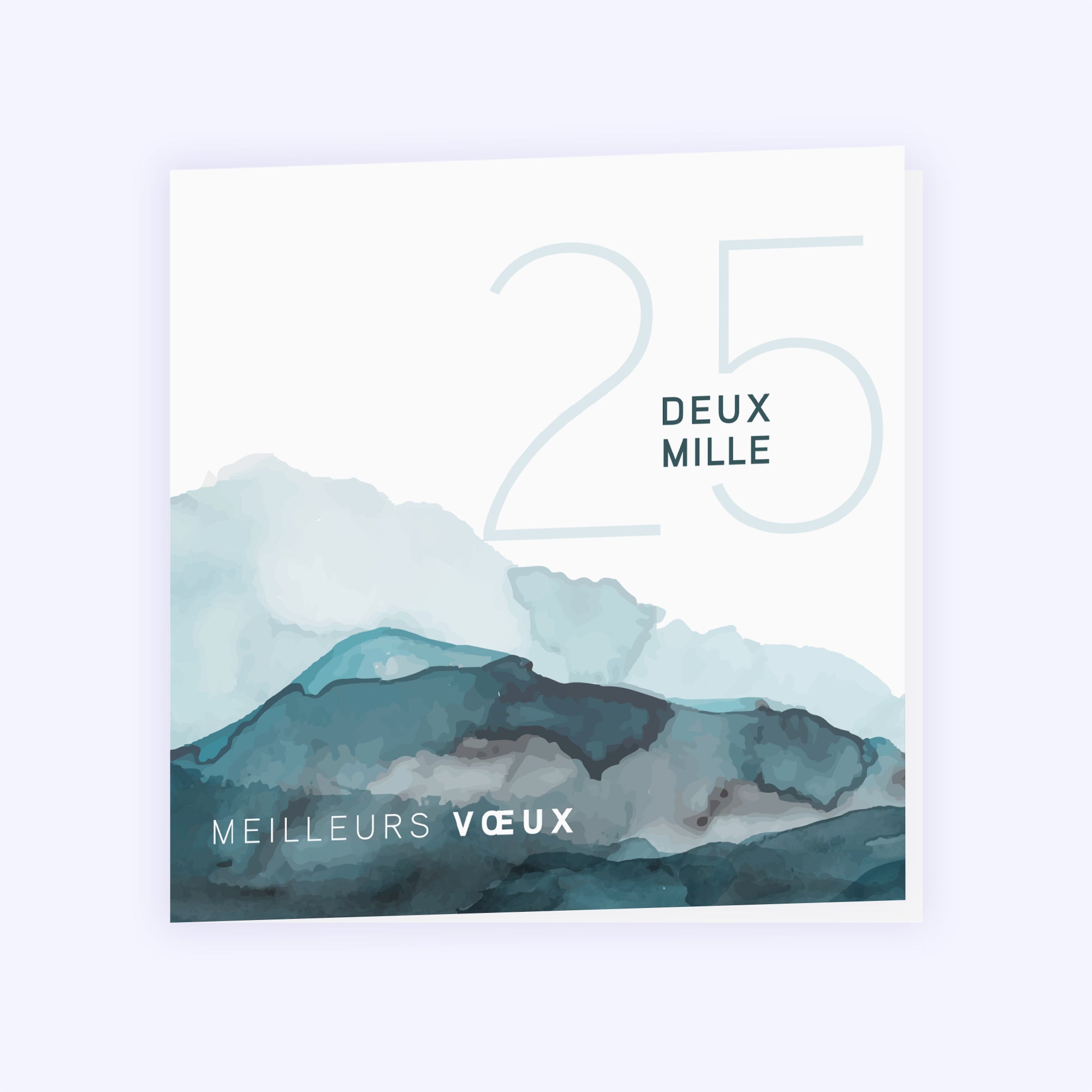 Aquarelle azur | Vœux professionnels • Carte de voeux • Carré double photo N° 1