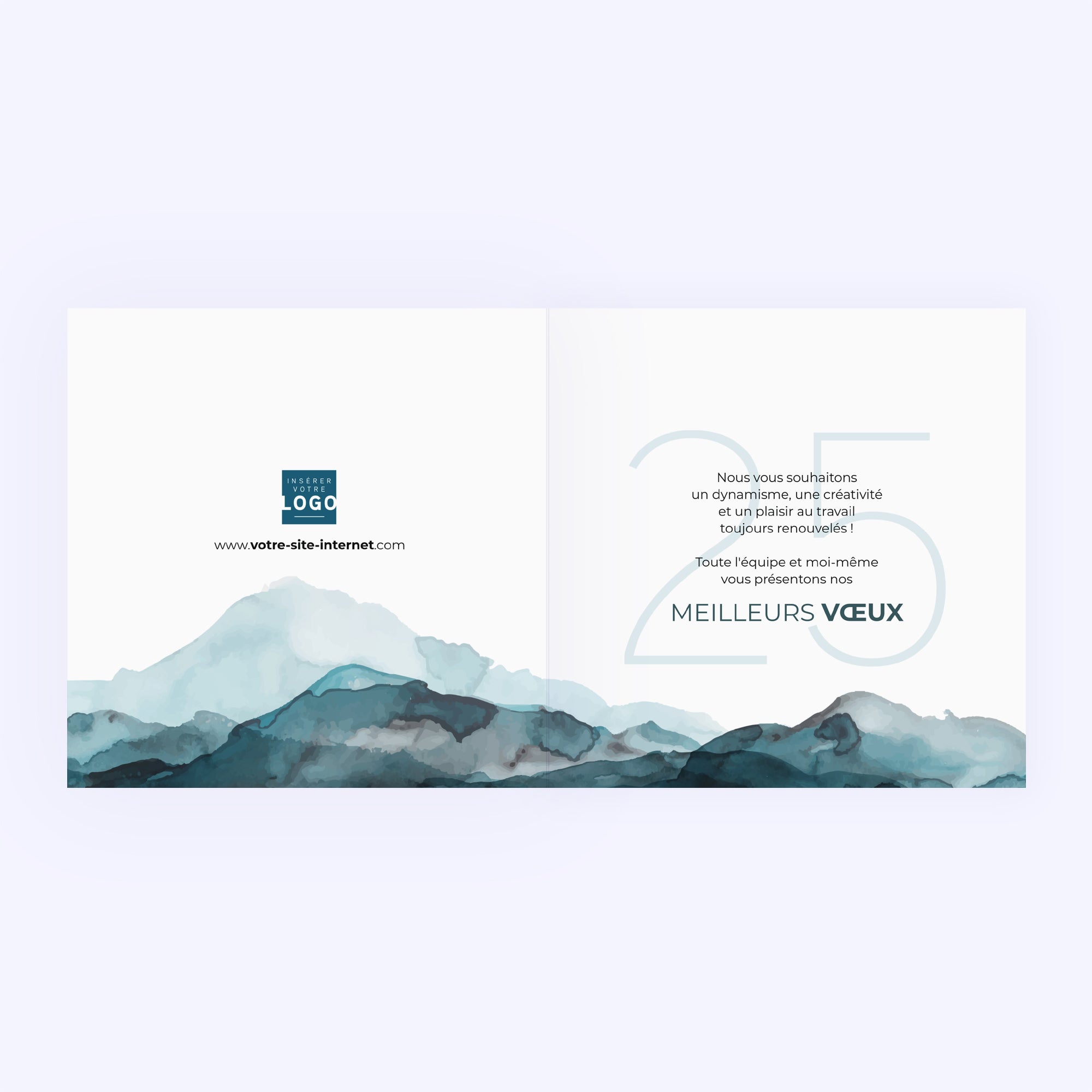 Aquarelle azur | Vœux professionnels • Carte de voeux • Carré double photo N° 2