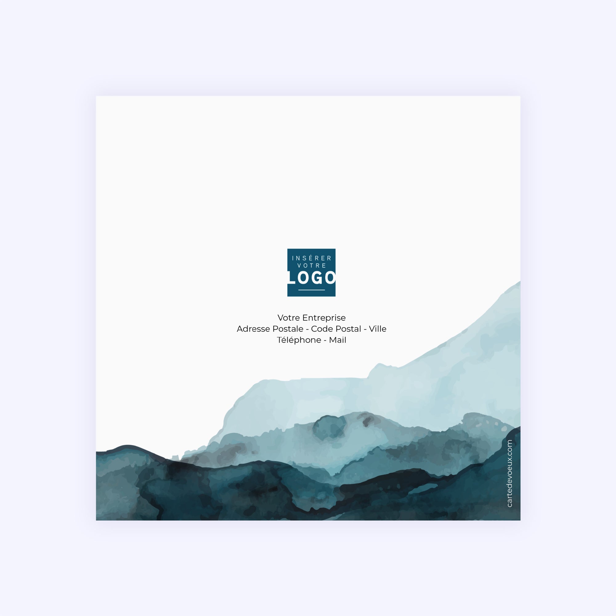 Aquarelle azur | Vœux professionnels • Carte de voeux • Carré double photo N° 3