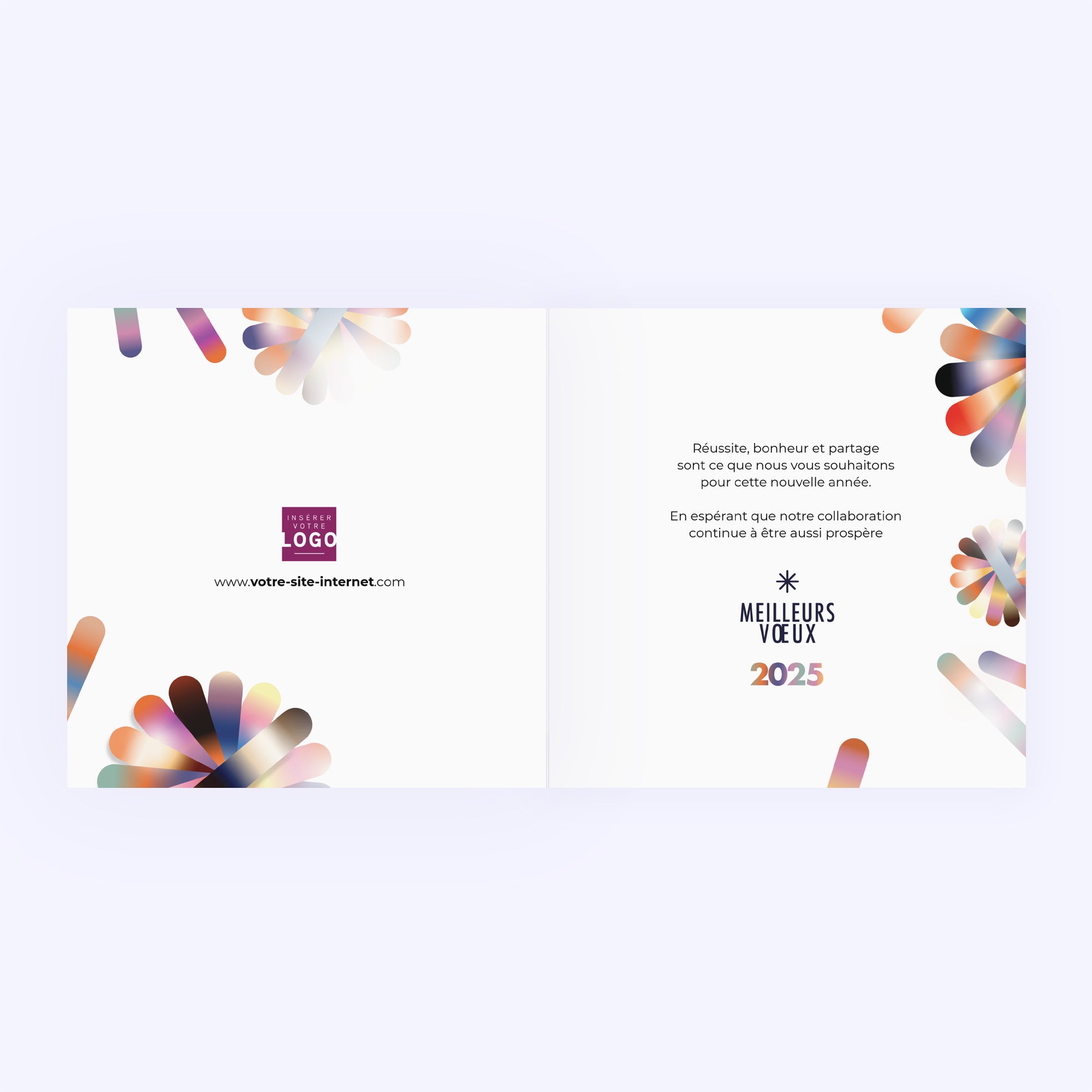 Geometric flowers | Vœux professionnels • Carte de voeux • Carré double photo N° 2