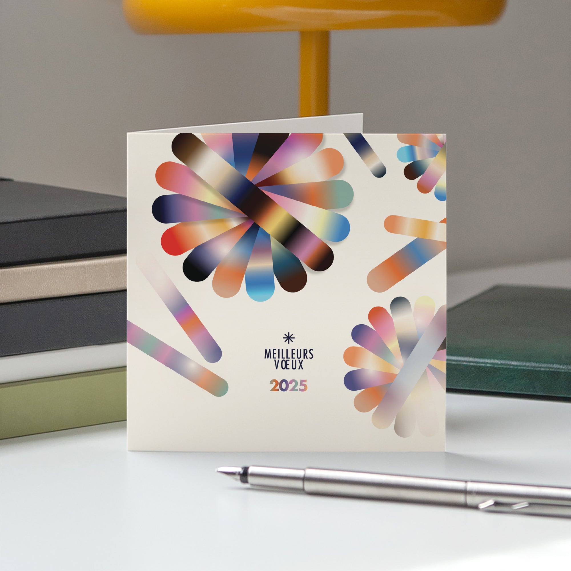 Geometric flowers | Vœux professionnels • Carte de voeux • Carré double photo N° 5