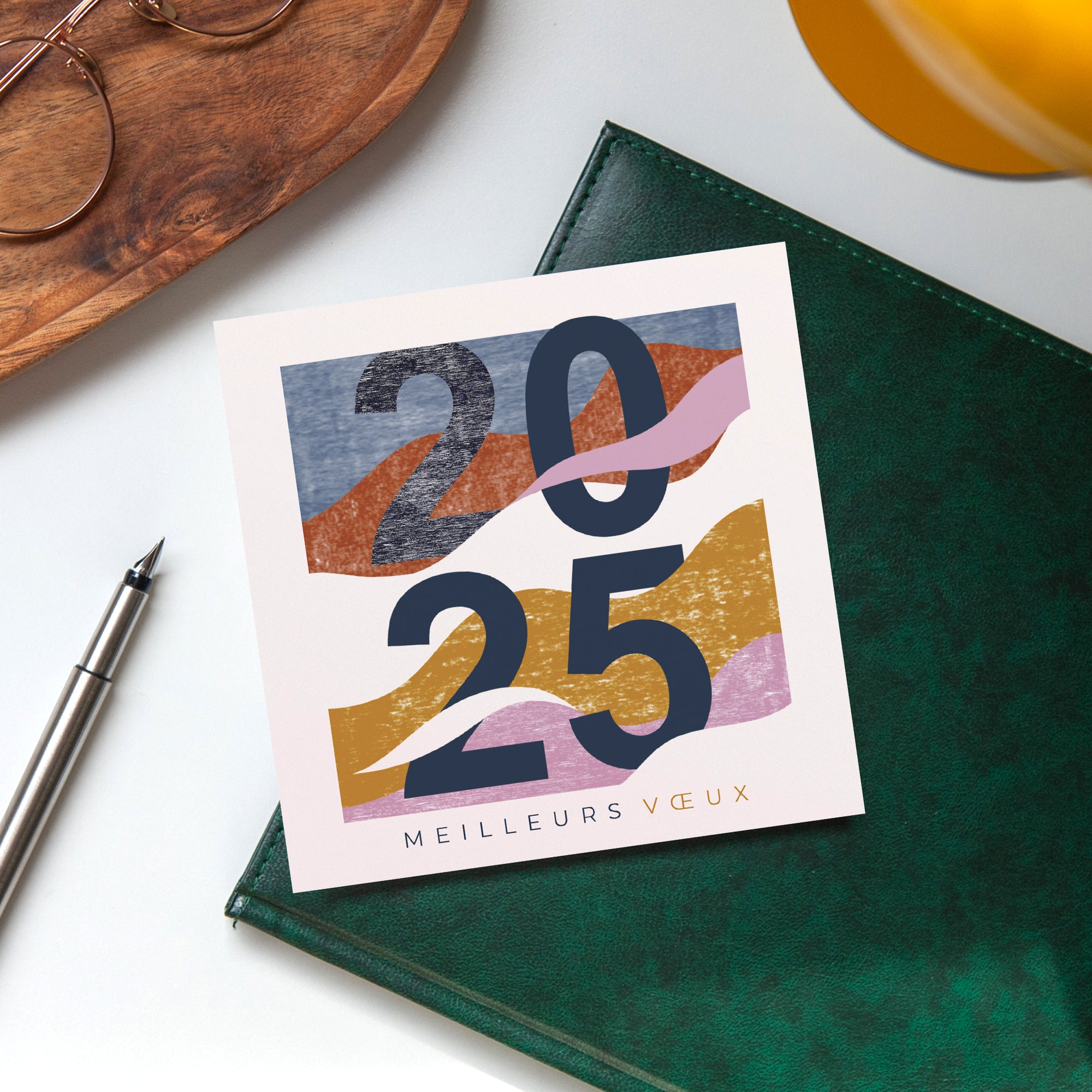 Vagues graphiques | Vœux professionnels • Carte de voeux • Carré photo N° 4