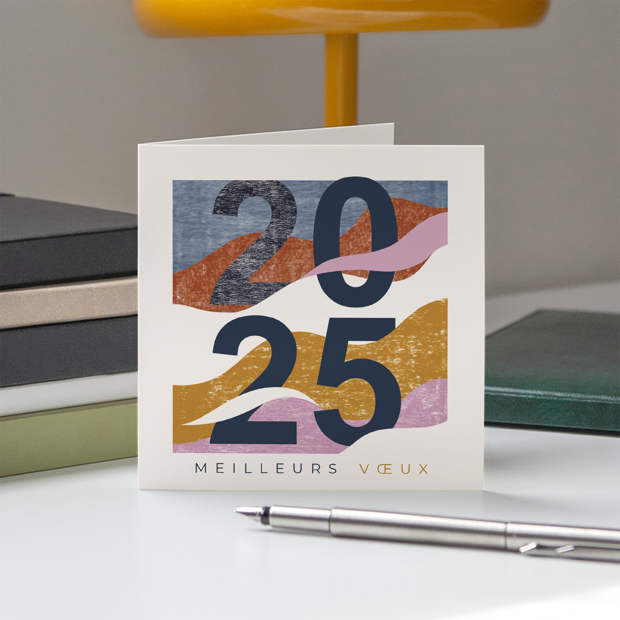Vagues graphiques | Vœux professionnels • Carte de voeux • Carré double photo N° 5