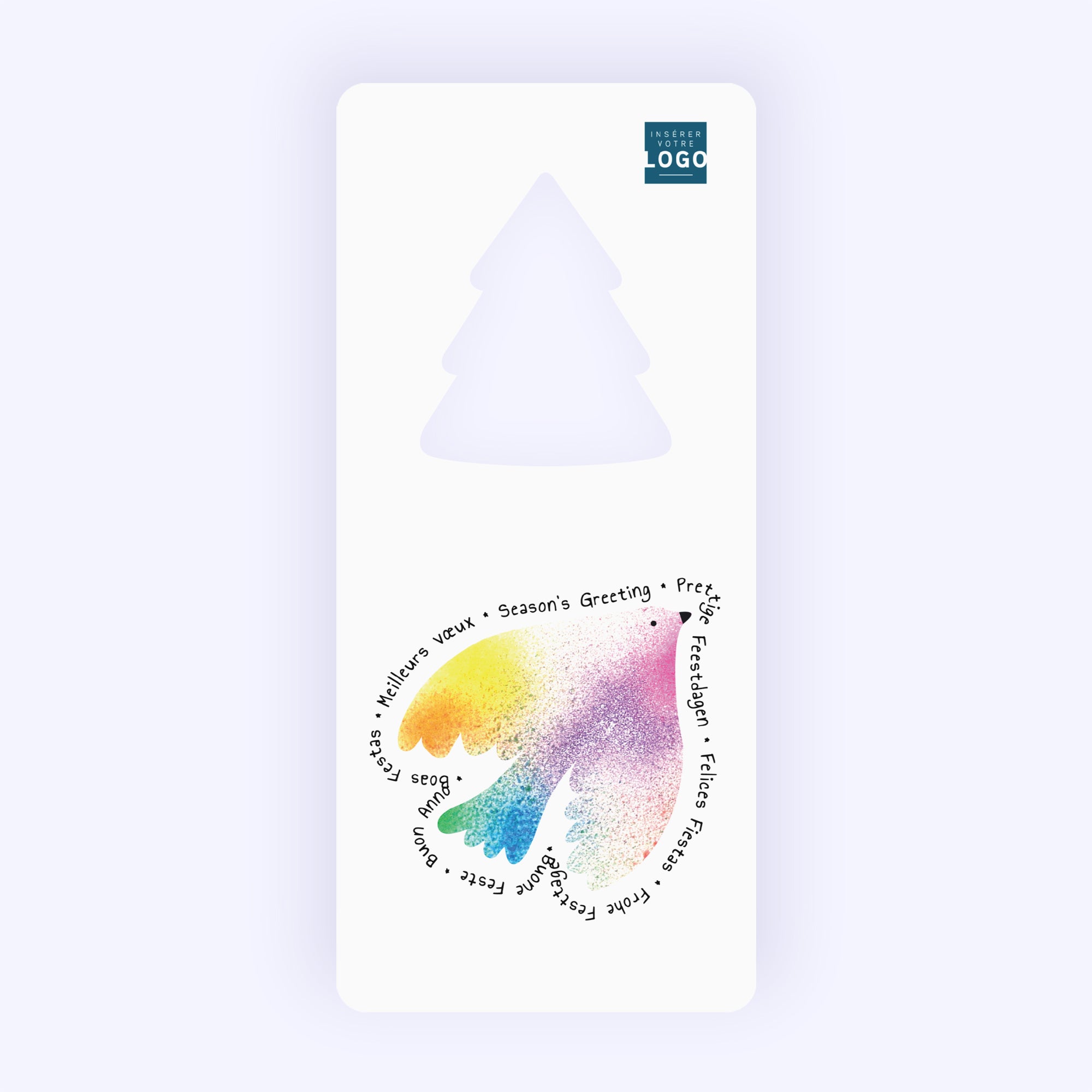 Colombe colorée | Vœux professionnels • Carte de voeux • Vertical sapin photo N° 1