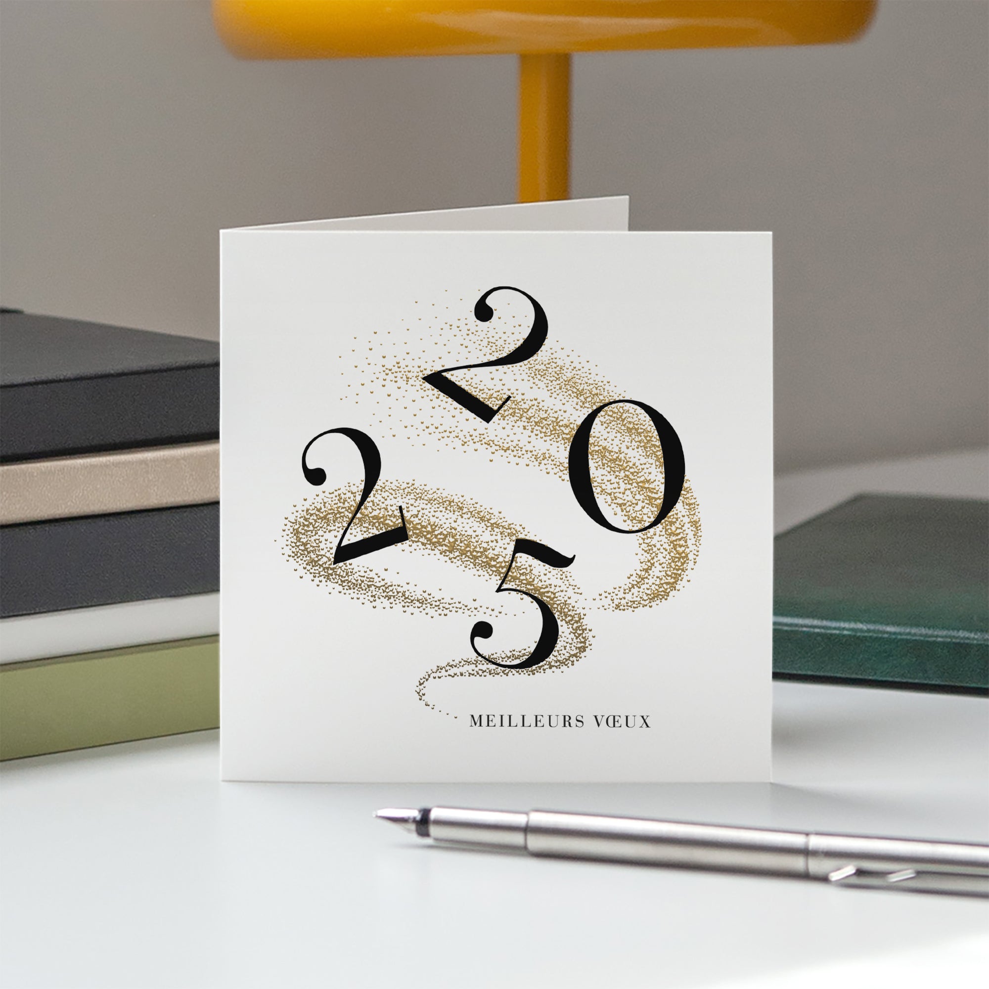 Tourbillon doré | Vœux professionnels • Carte de voeux dorure • Carré double photo N° 5