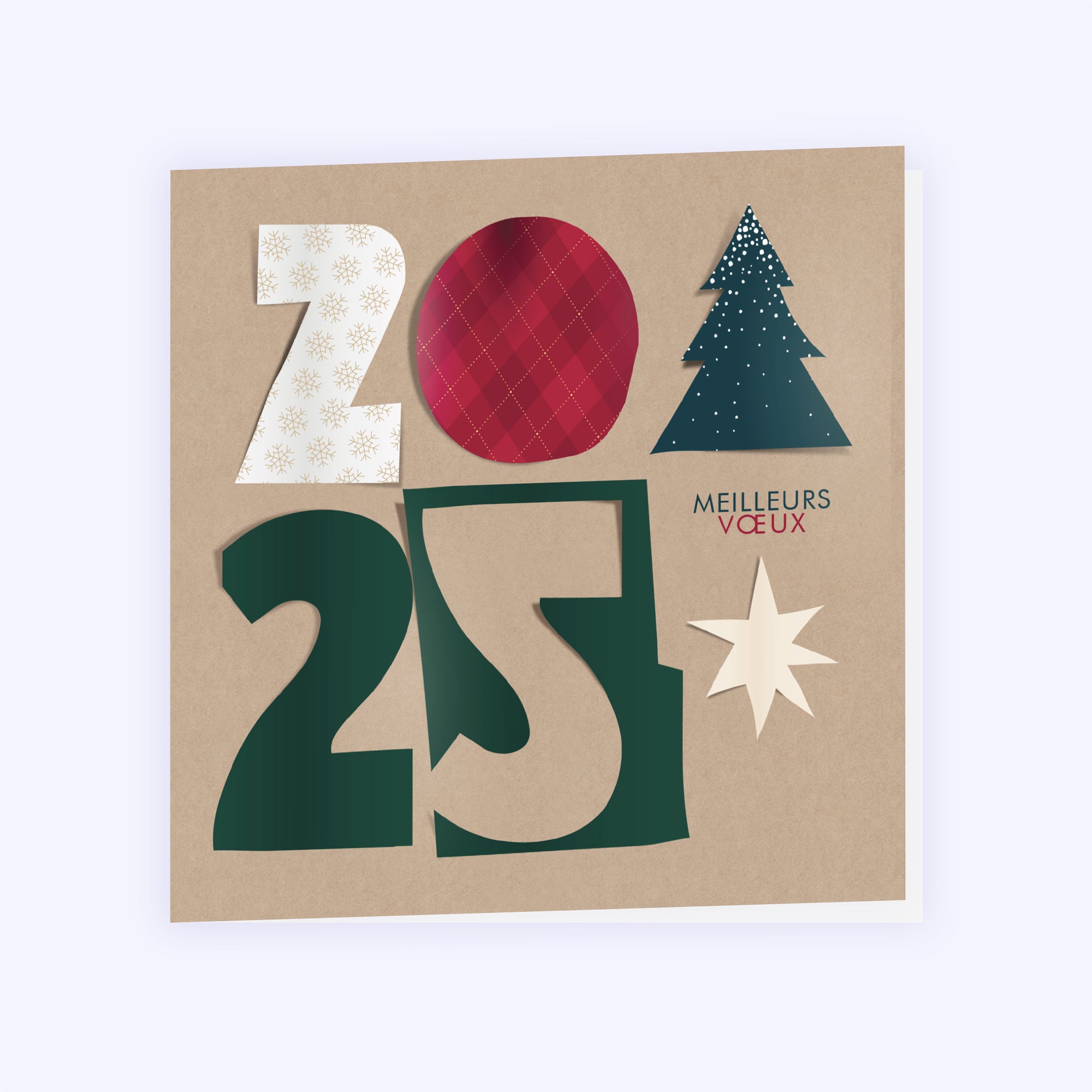 Découpages de noël | Vœux professionnels • Carte de voeux • Carré double photo N° 1