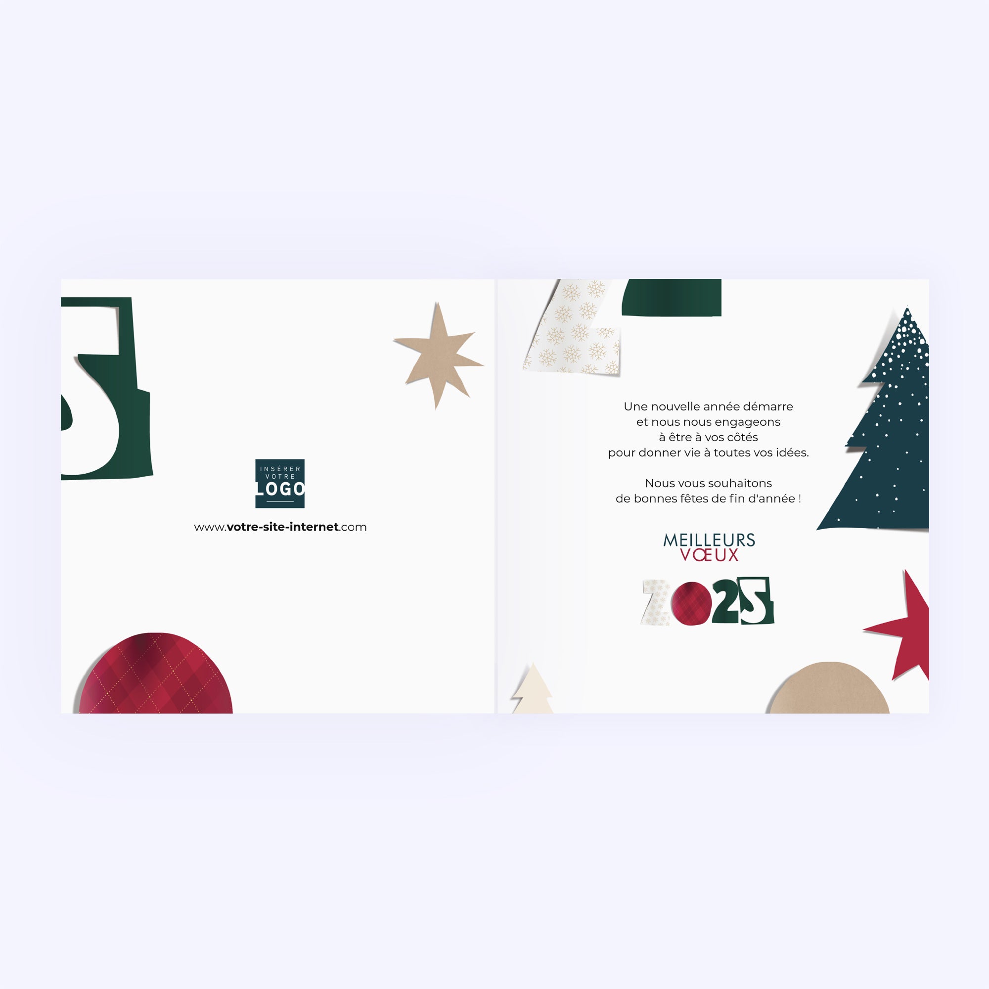 Découpages de noël | Vœux professionnels • Carte de voeux • Carré double photo N° 2