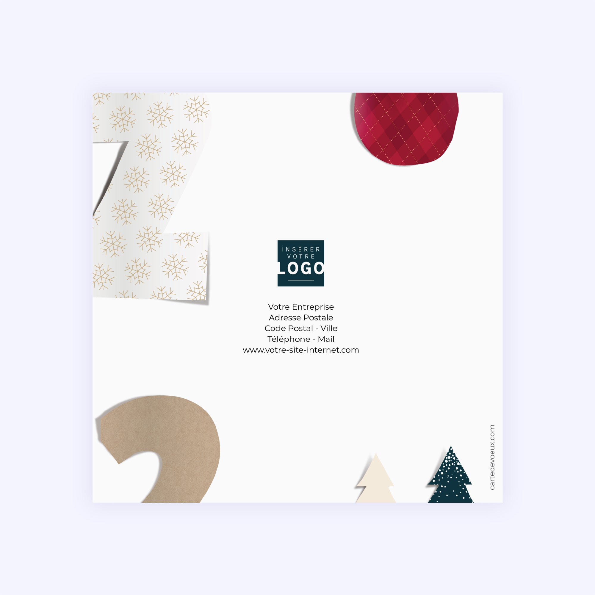 Découpages de noël | Vœux professionnels • Carte de voeux • Carré double photo N° 3