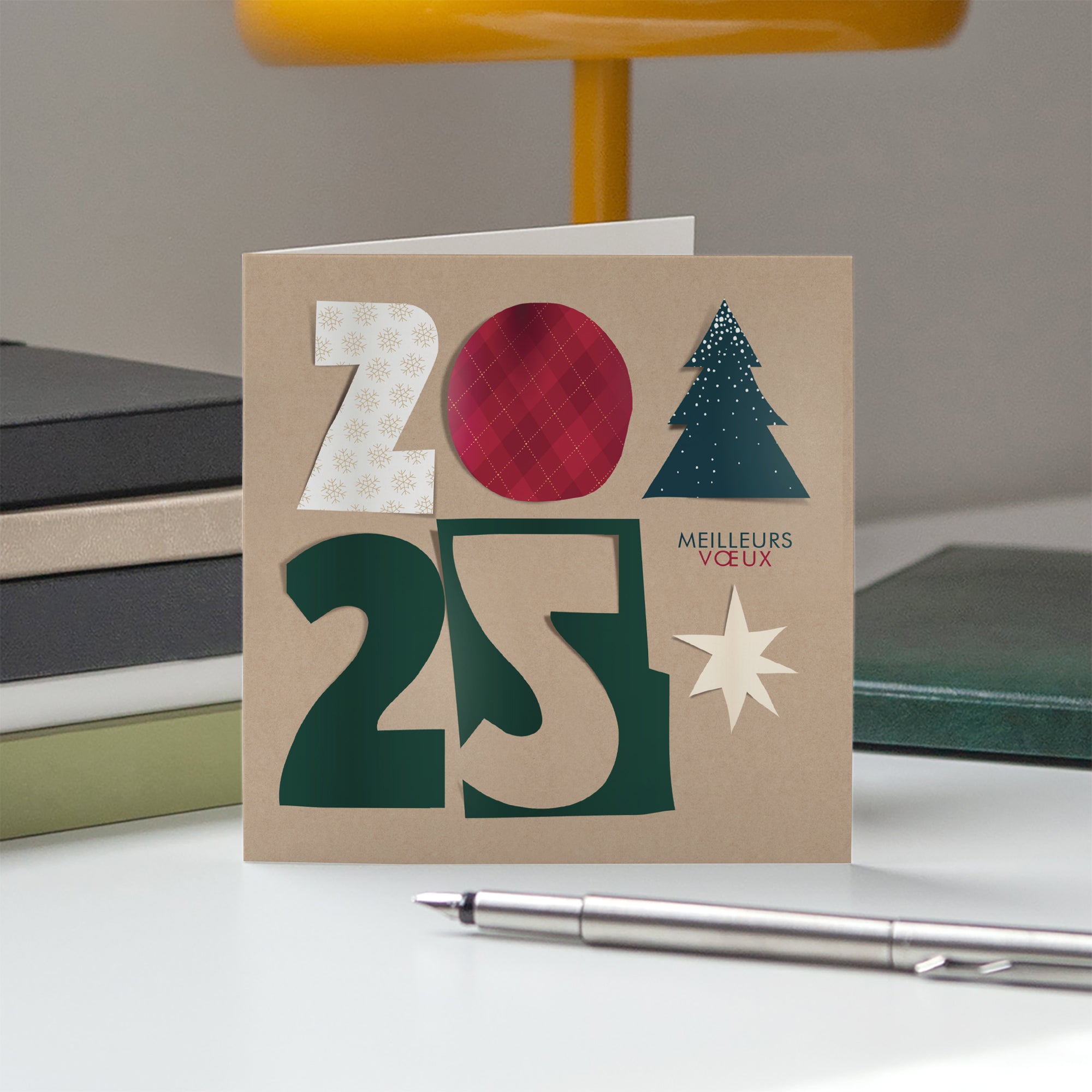 Découpages de noël | Vœux professionnels • Carte de voeux • Carré double photo N° 5