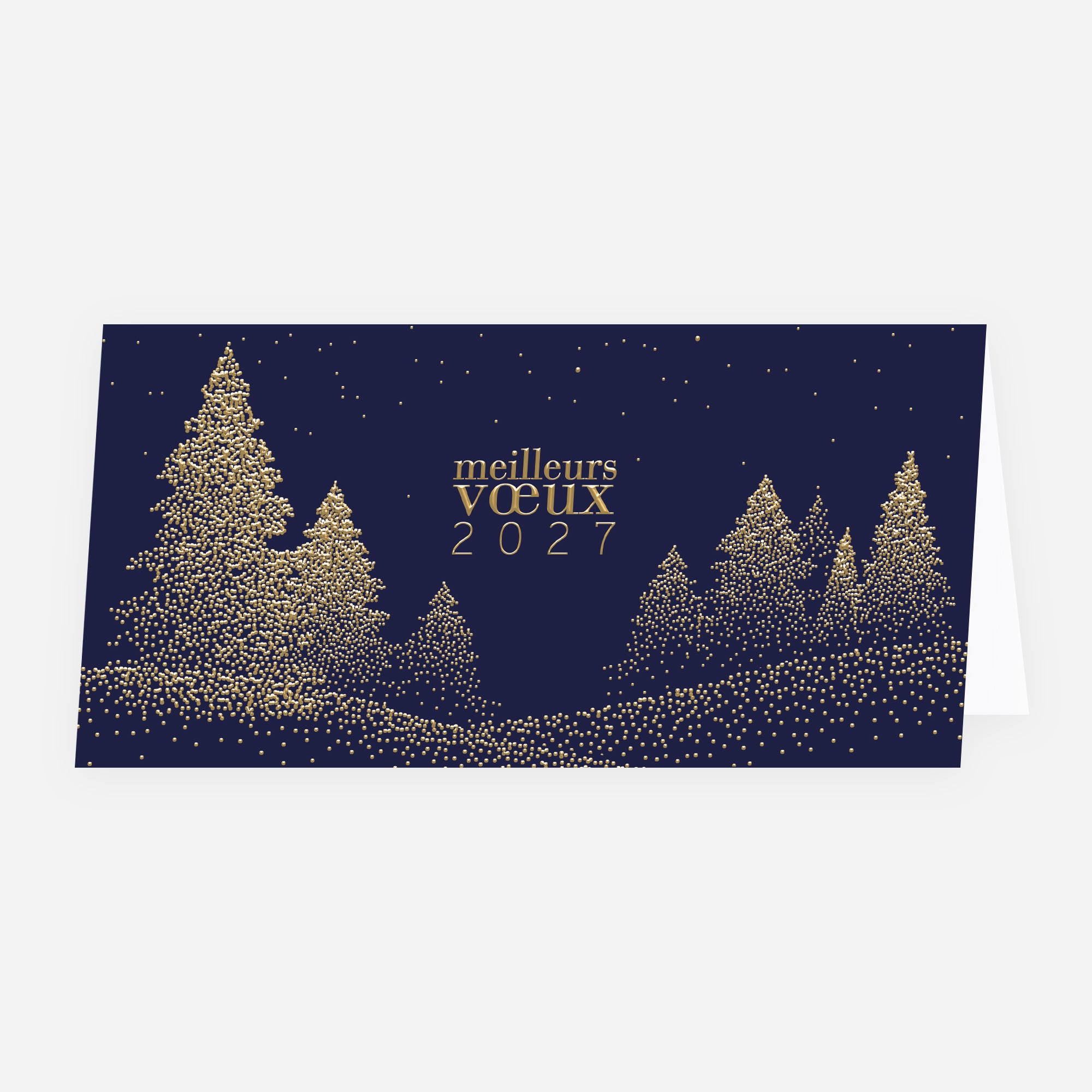 Sapins scintillants | Vœux professionnels • Carte de voeux dorure • Rectangle double photo N° 1