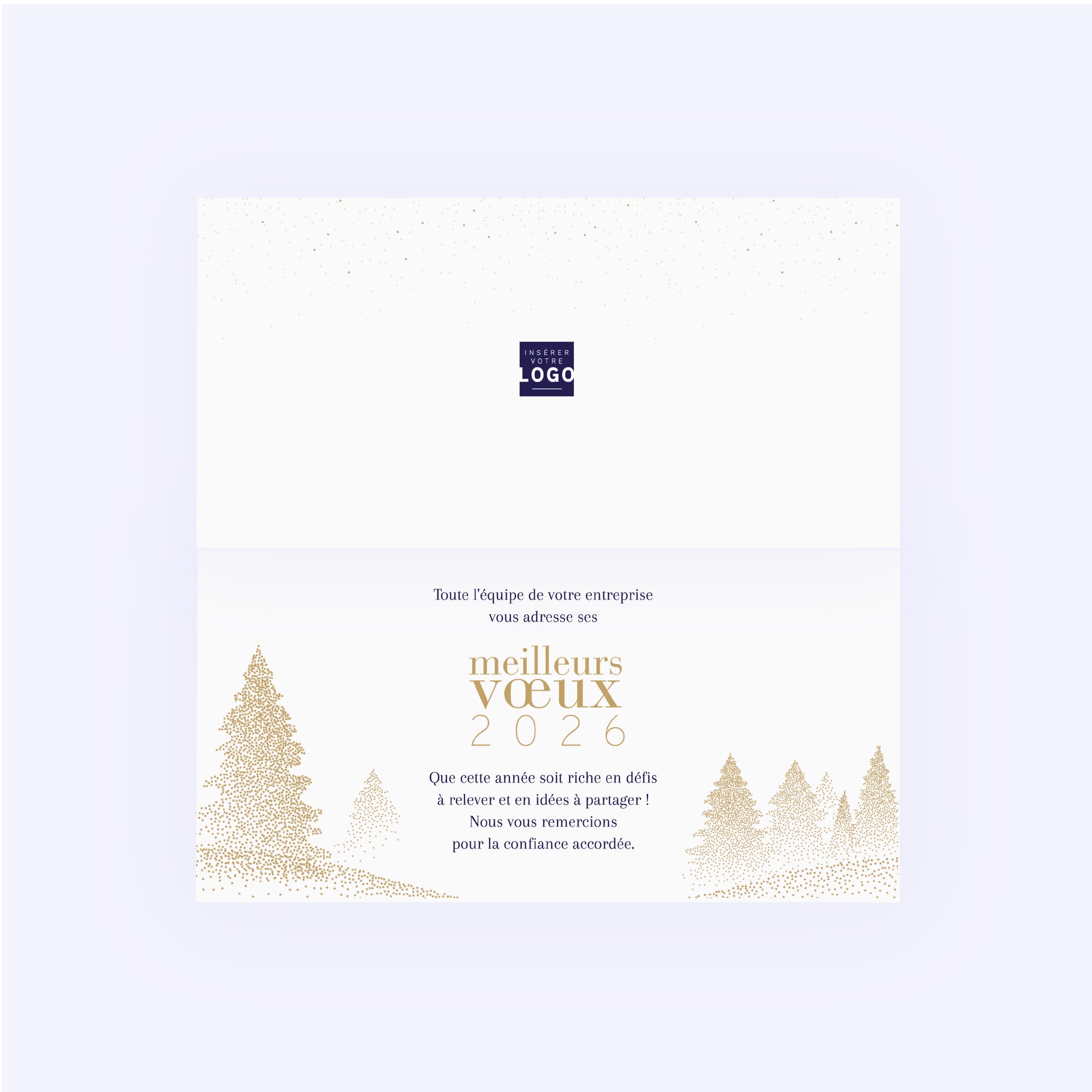 Sapins scintillants | Vœux professionnels • Carte de voeux dorure • Rectangle double photo N° 2