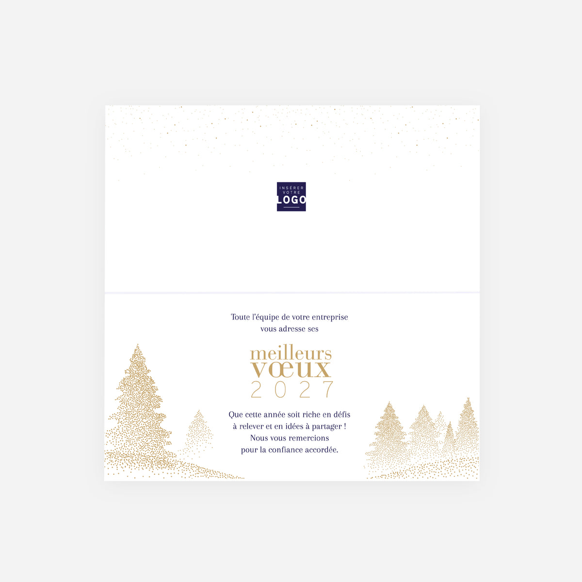 Sapins scintillants | Vœux professionnels • Carte de voeux dorure • Rectangle double photo N° 2