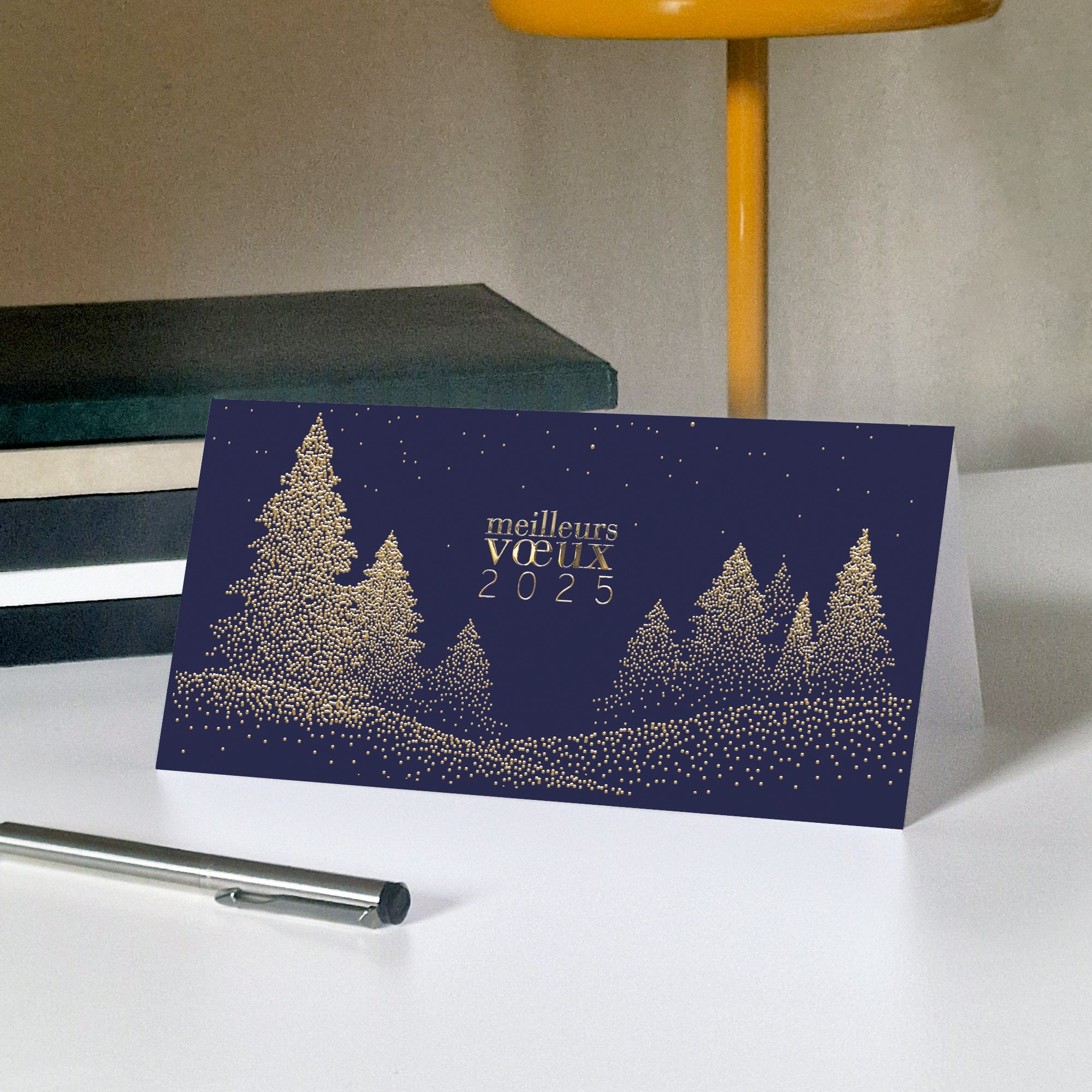Sapins scintillants | Vœux professionnels • Carte de voeux dorure photo N° 5