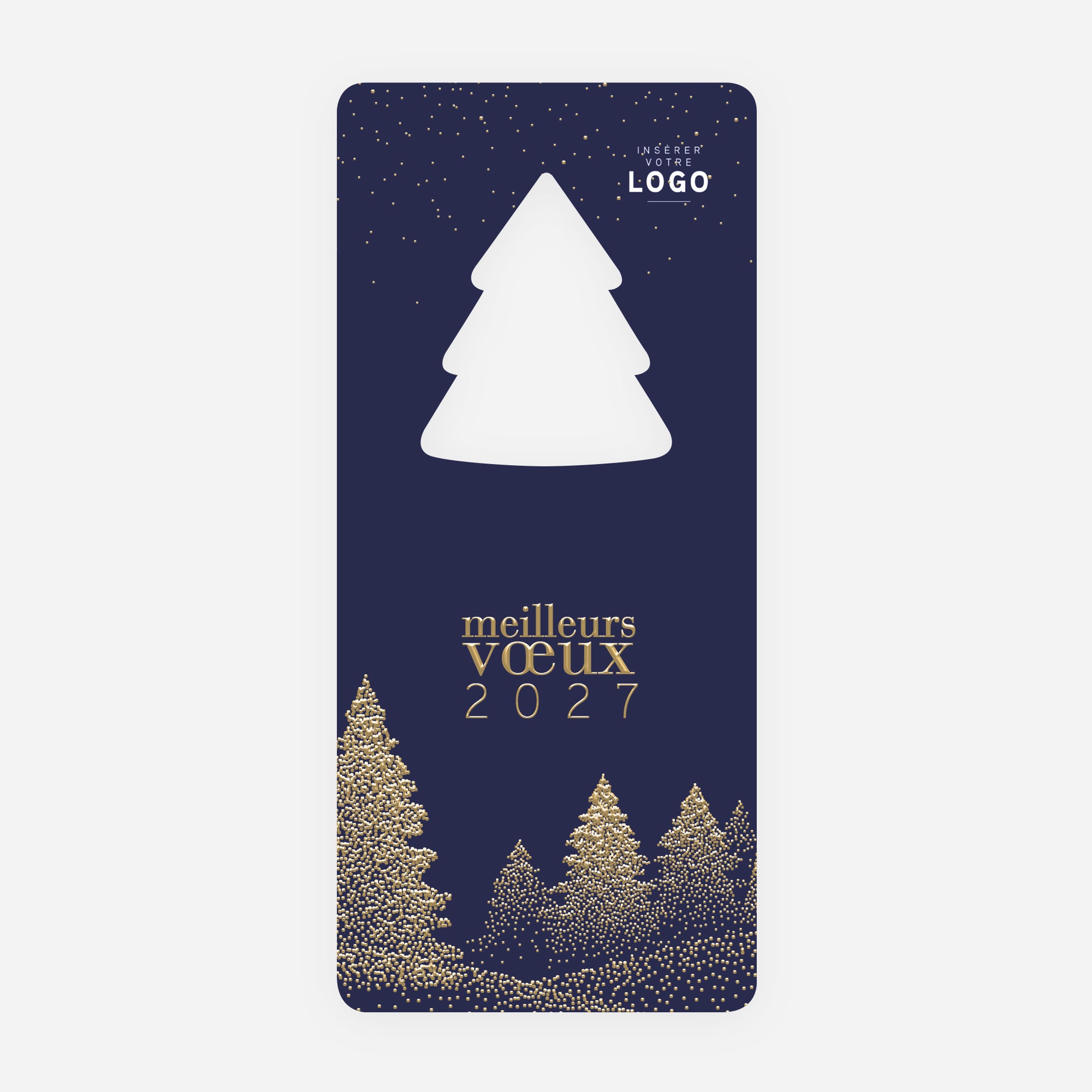 Sapins scintillants | Vœux professionnels • Carte de voeux dorure • Vertical sapin photo N° 1