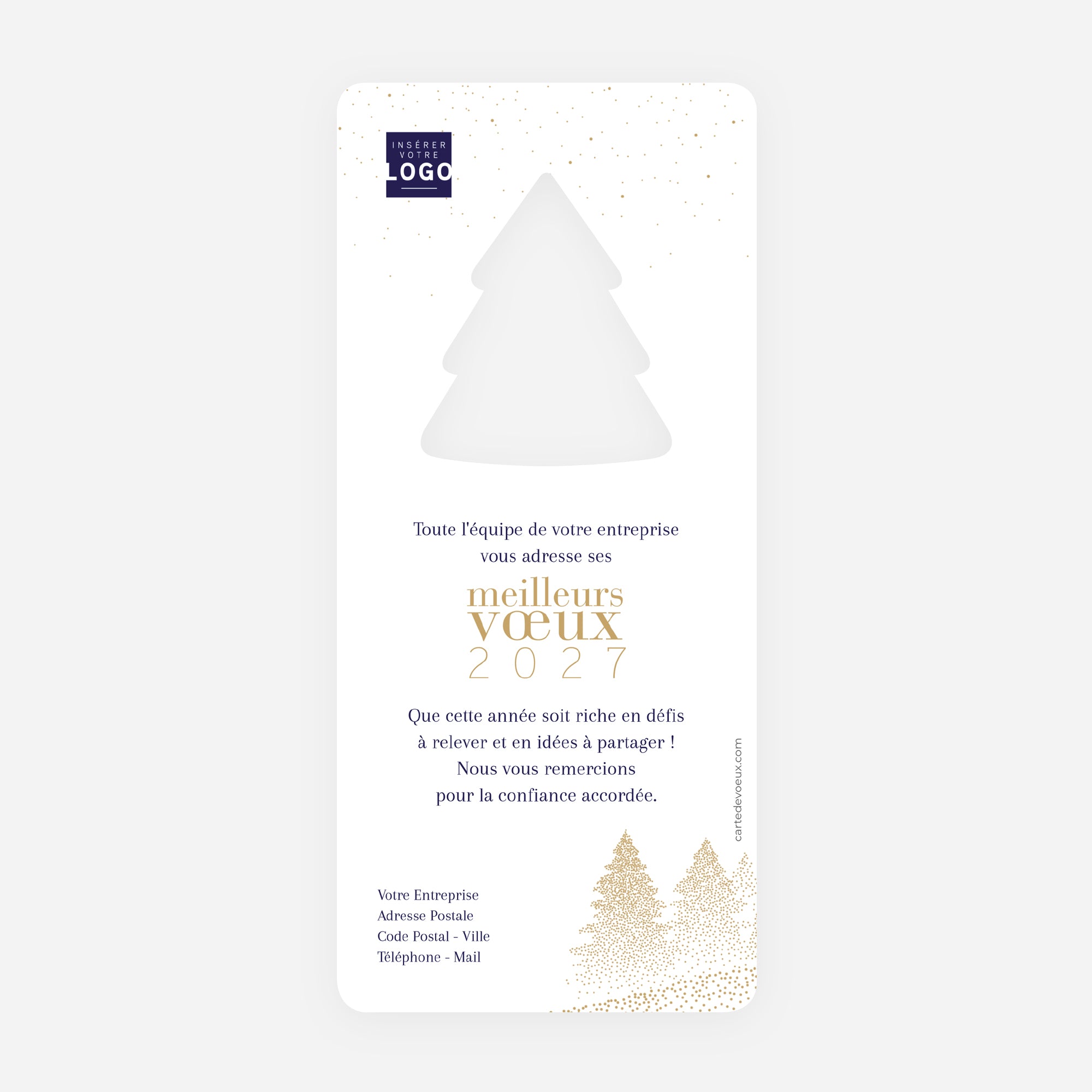 Sapins scintillants | Vœux professionnels • Carte de voeux dorure • Vertical sapin photo N° 2