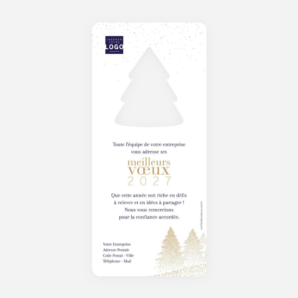 Sapins scintillants | Vœux professionnels • Carte de voeux dorure • Sapin découpé photo N° 2