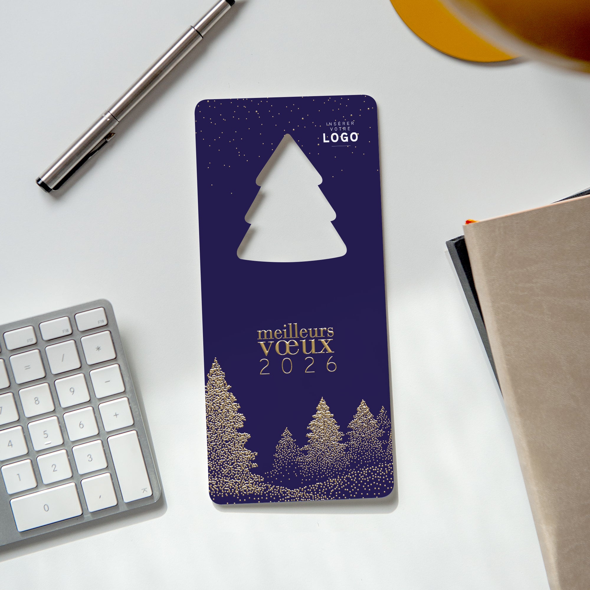 Sapins scintillants | Vœux professionnels • Carte de voeux dorure • Vertical sapin photo N° 4