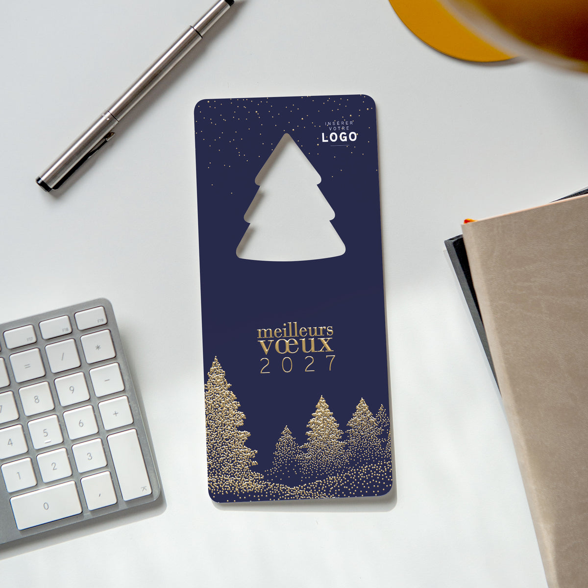 Sapins scintillants | Vœux professionnels • Carte de voeux dorure • Sapin découpé photo N° 4