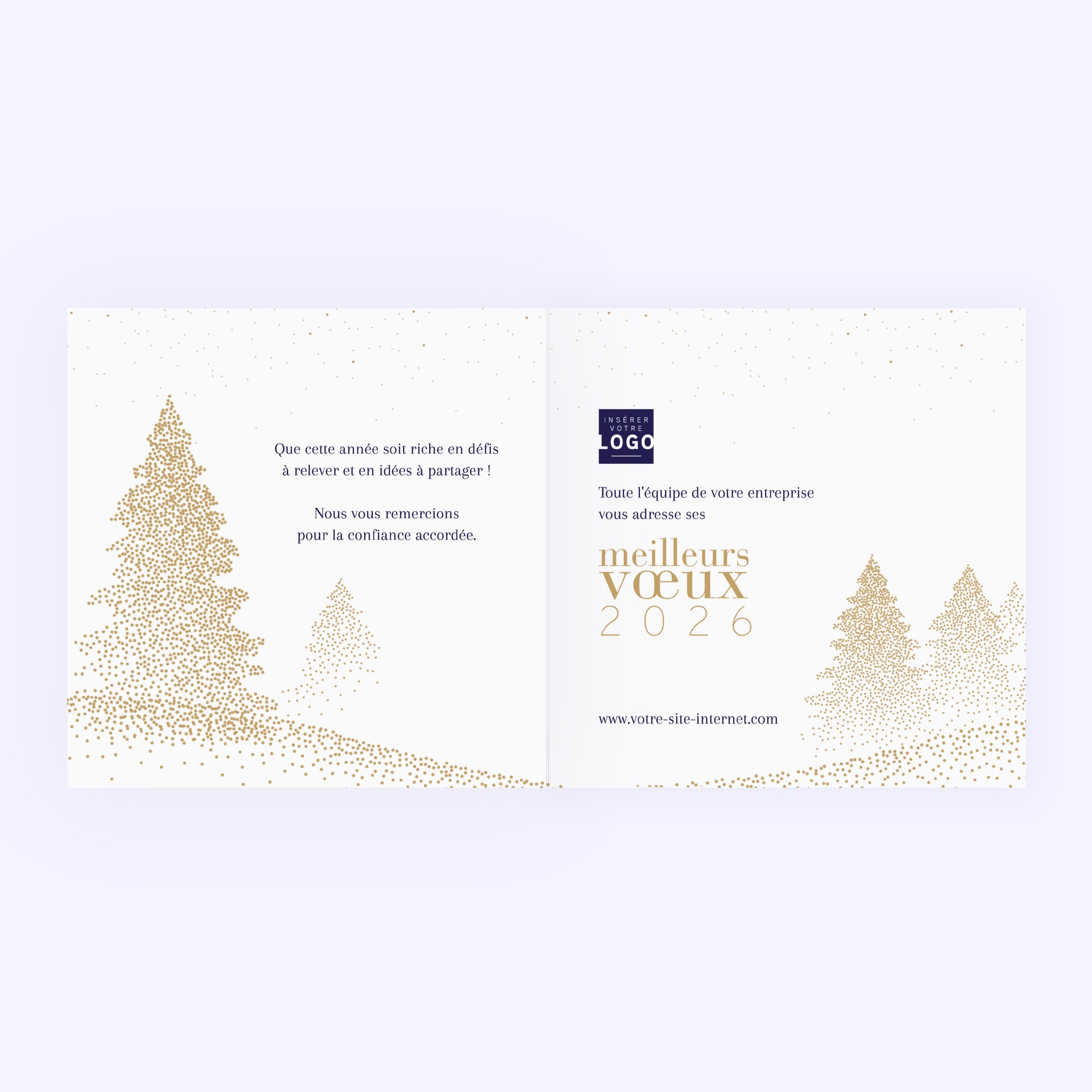 Sapins scintillants | Vœux professionnels • Carte de voeux dorure • Carré double photo N° 2