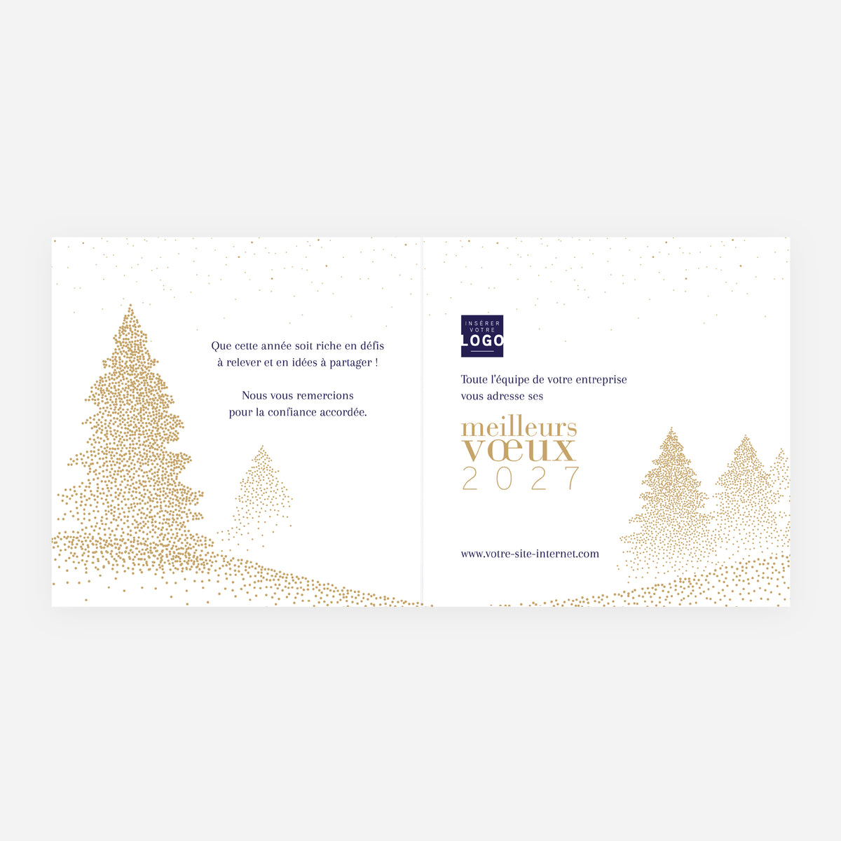 Sapins scintillants | Vœux professionnels • Carte de voeux dorure • Carrée pliable photo N° 2