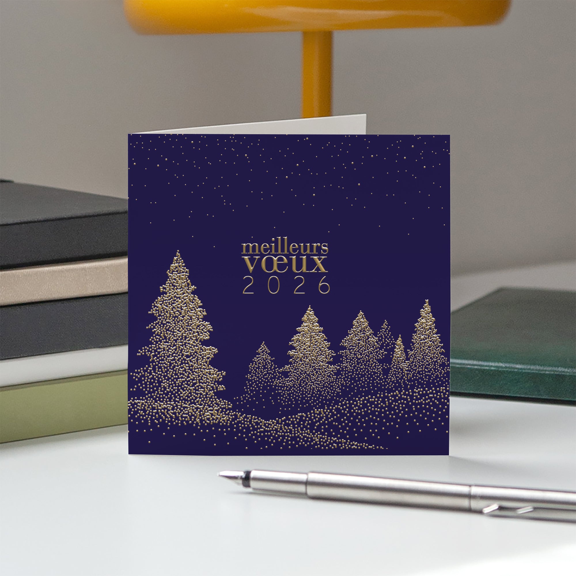 Sapins scintillants | Vœux professionnels • Carte de voeux dorure • Carré double photo N° 5