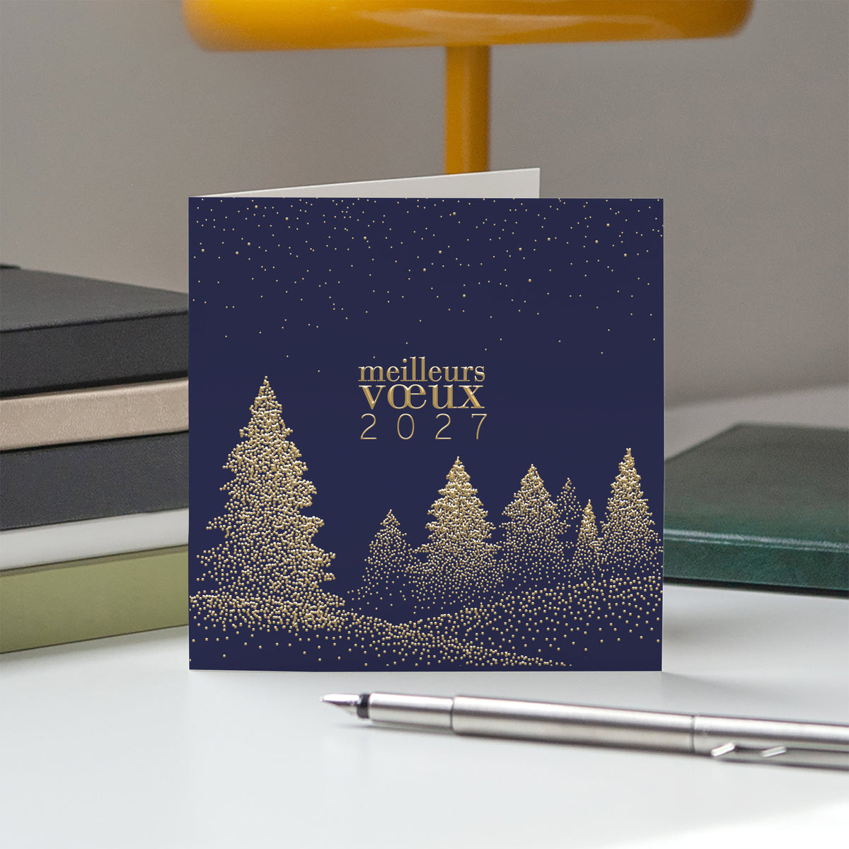 Sapins scintillants | Vœux professionnels • Carte de voeux dorure • Carrée pliable photo N° 5