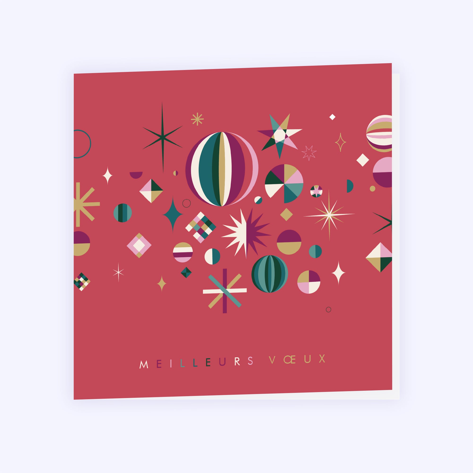 Constellation rouge | Vœux professionnels • Carte de voeux • Carré double photo N° 1