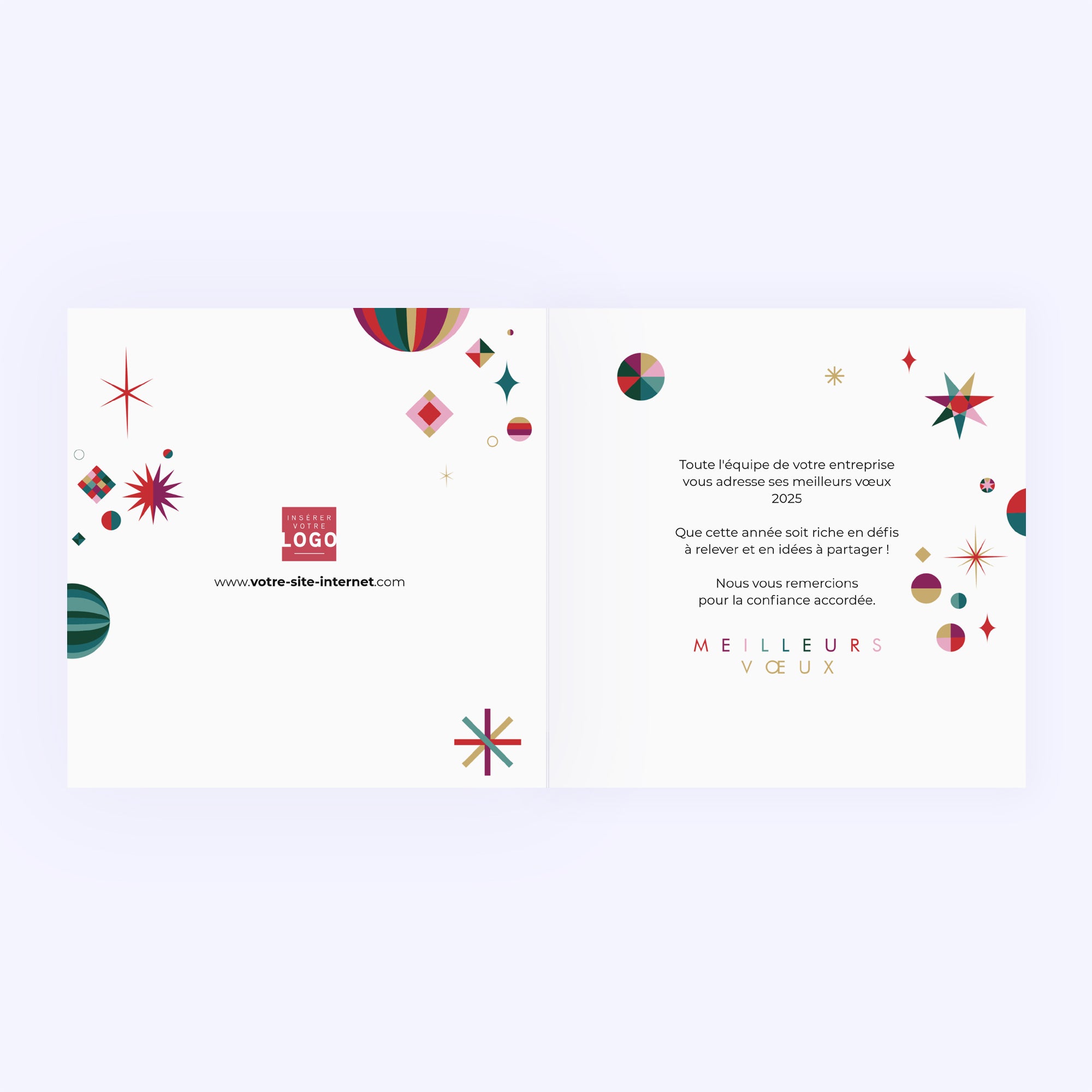 Constellation rouge | Vœux professionnels • Carte de voeux • Carré double photo N° 2