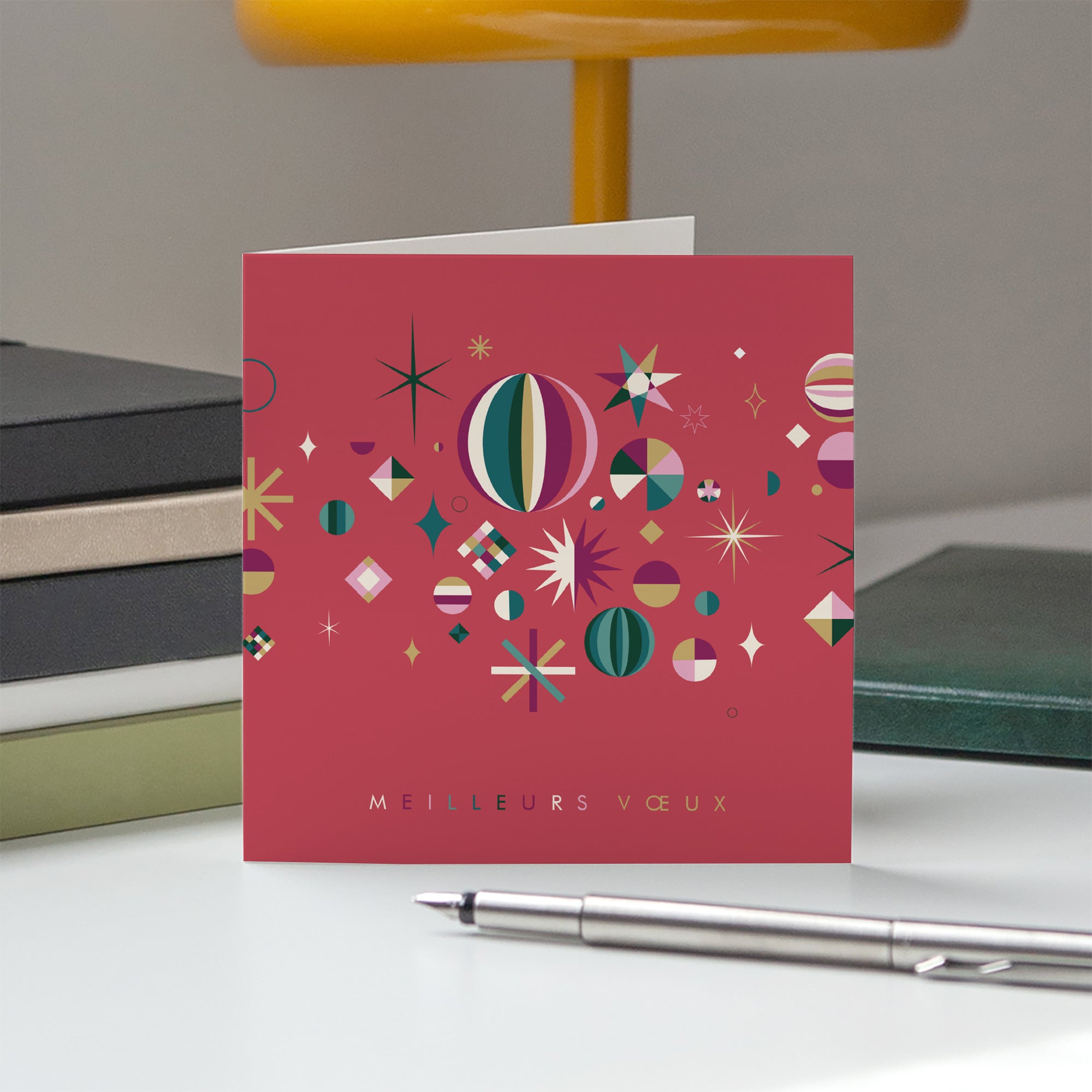 Constellation rouge | Vœux professionnels • Carte de voeux • Carré double photo N° 5