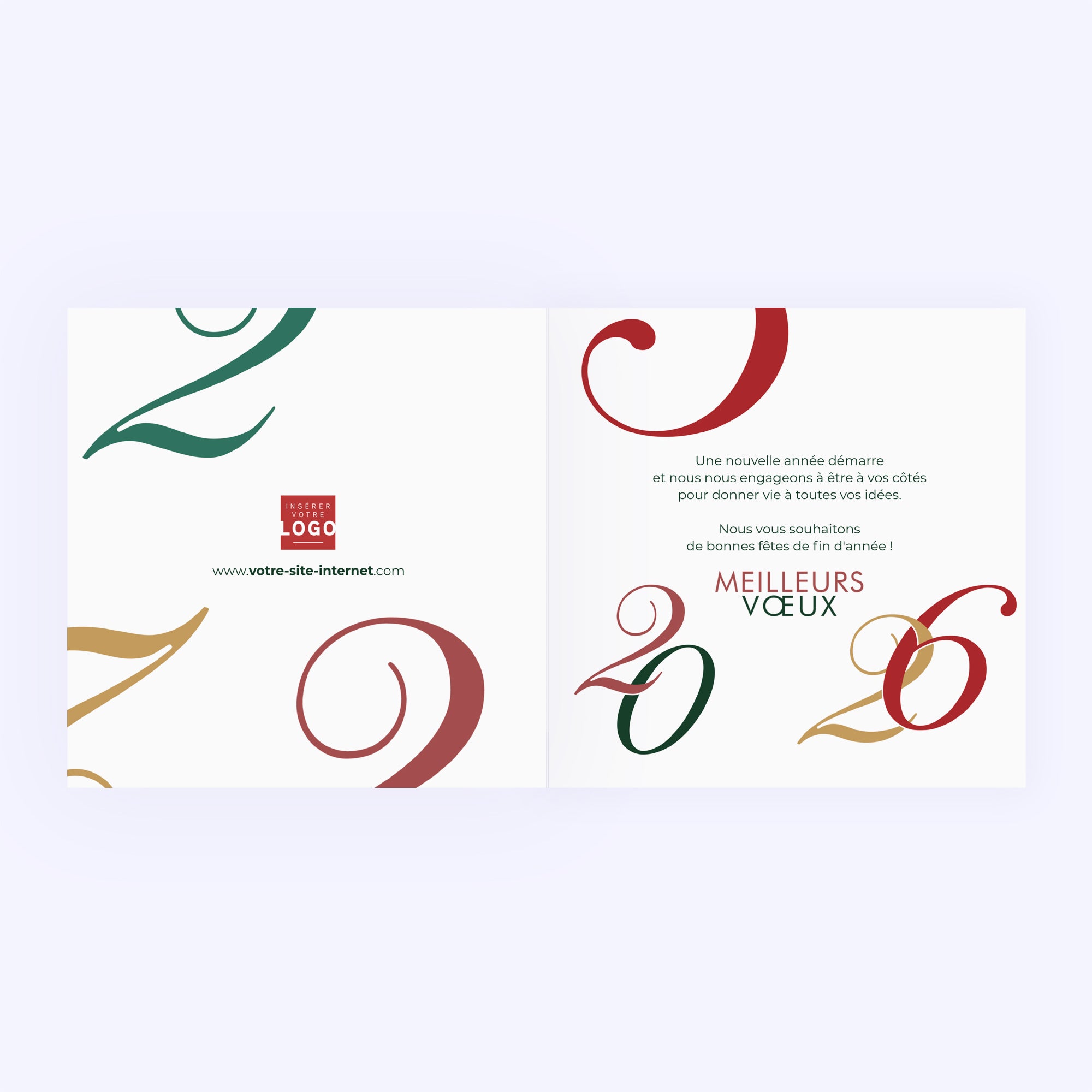 Entremêler Or | Vœux professionnels • Carte de voeux dorure • Carré double photo N° 2