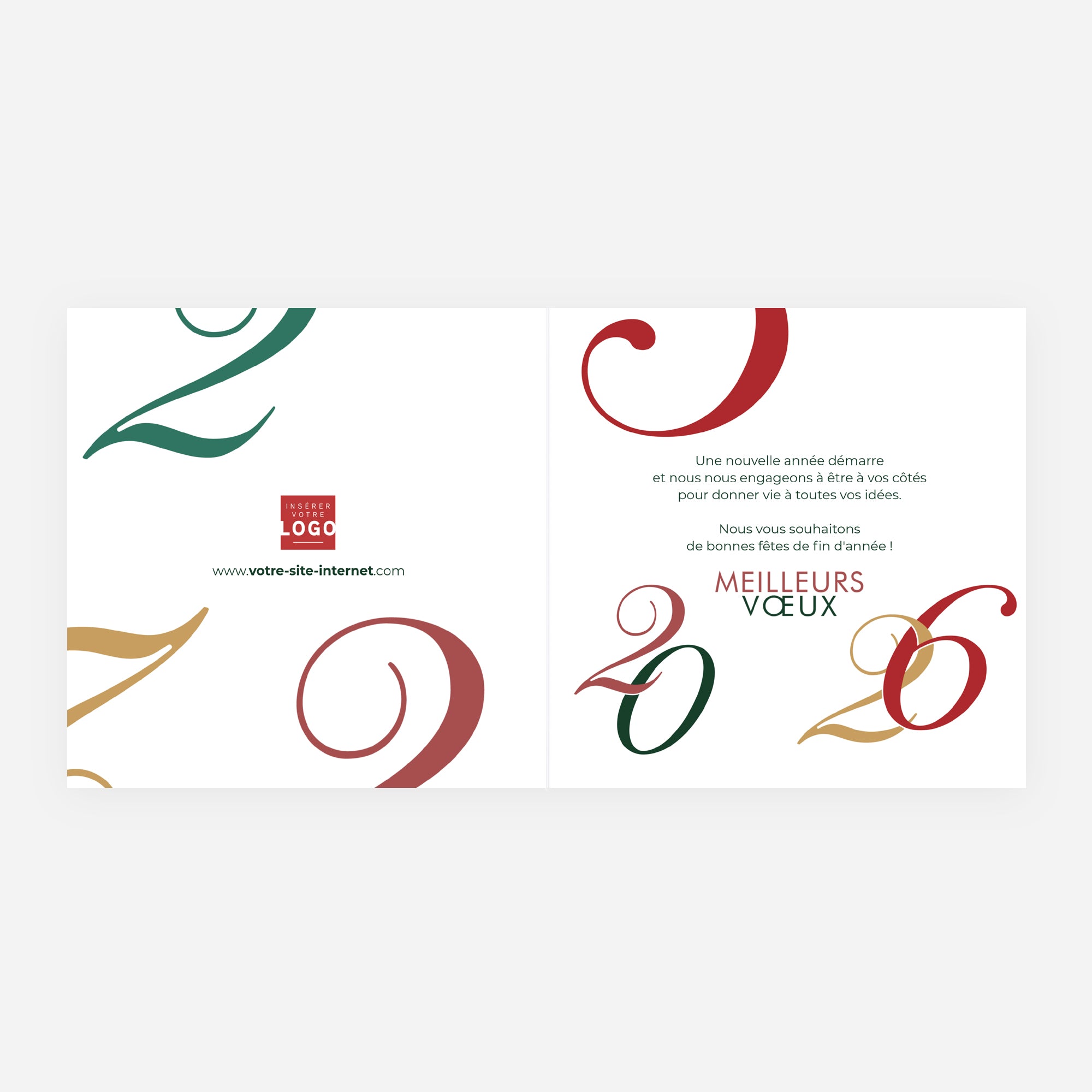 Entremêler Or | Vœux professionnels • Carte de voeux dorure • Carré double photo N° 2